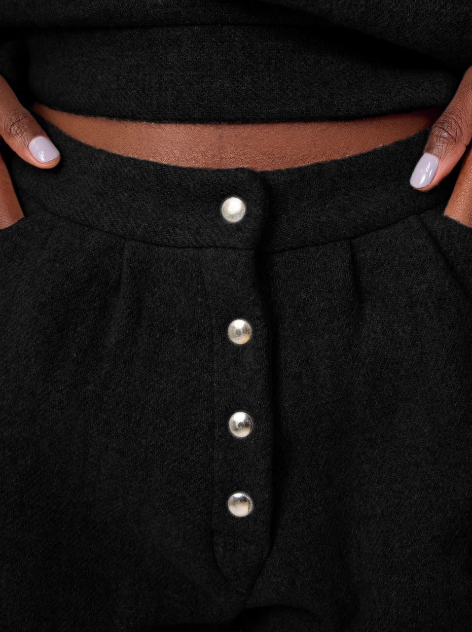 Spencer short in Black Woolen Cashmere