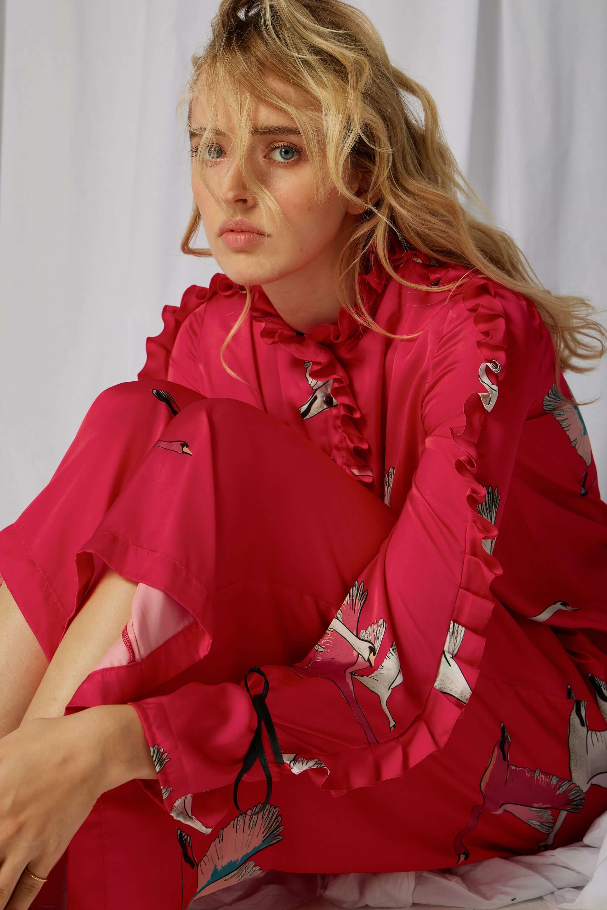 Gil jumpsuit in pink Swan print