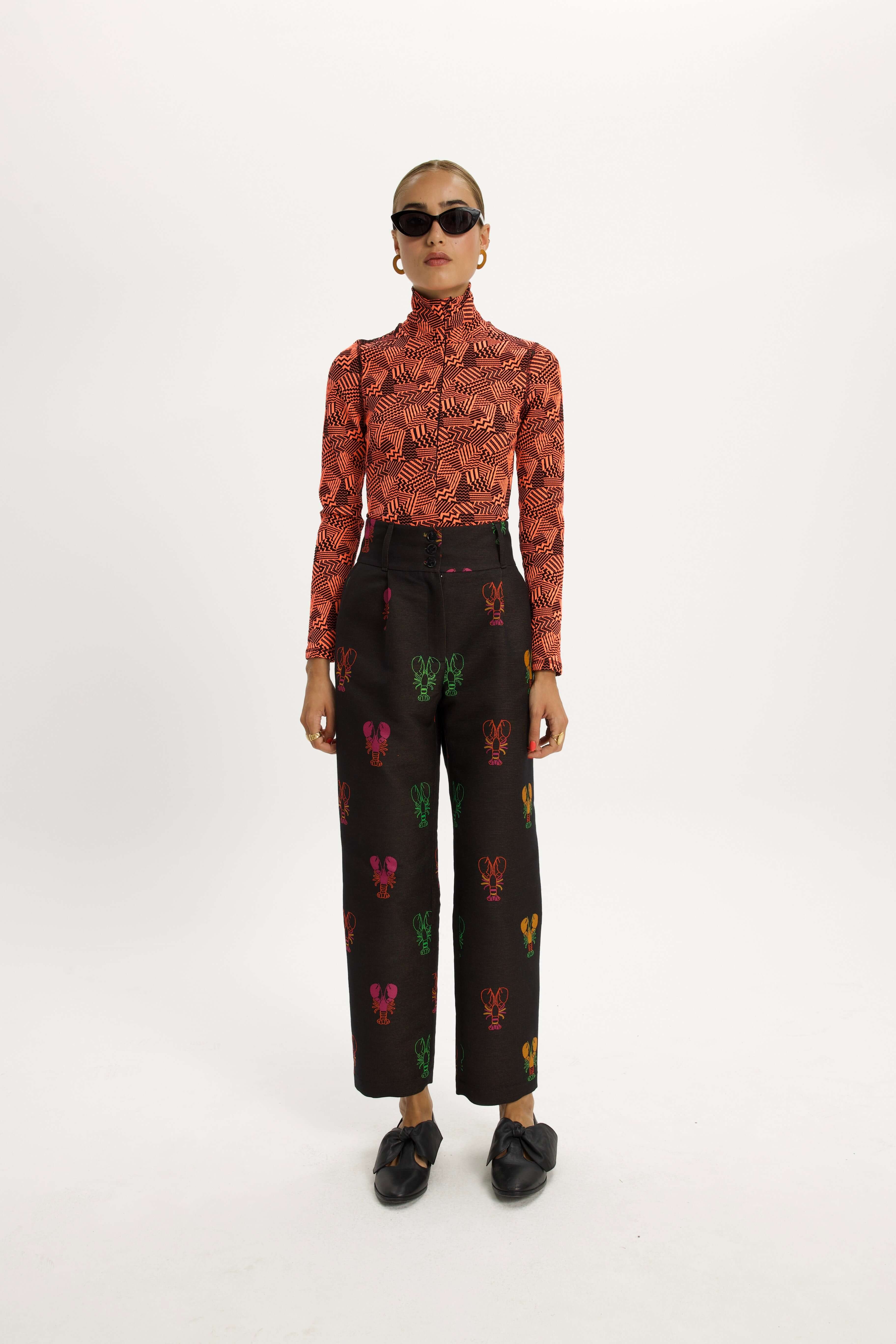 Jojo Pants in Round Woven Lobsters Jacquard