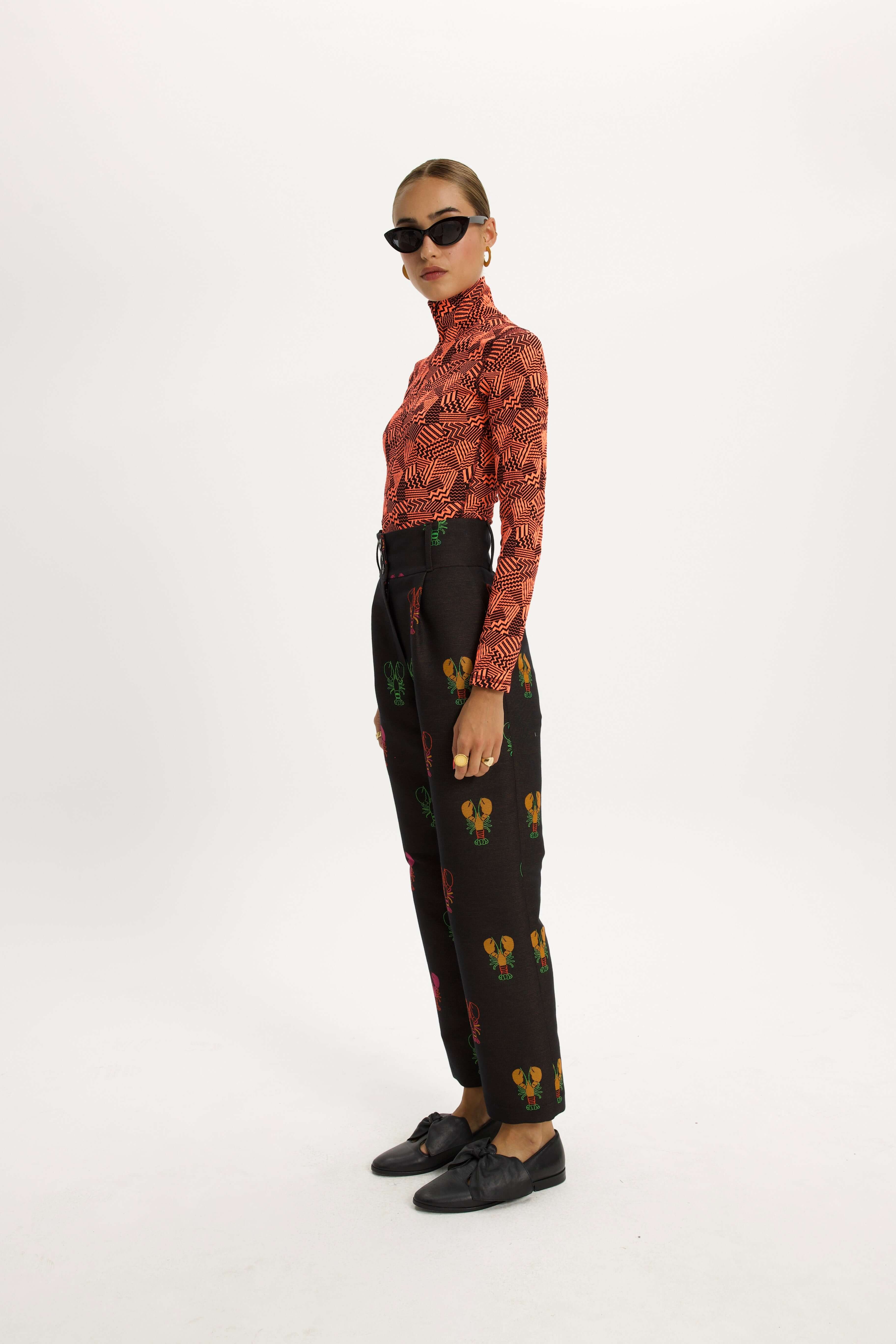 Jojo Pants in Round Woven Lobsters Jacquard