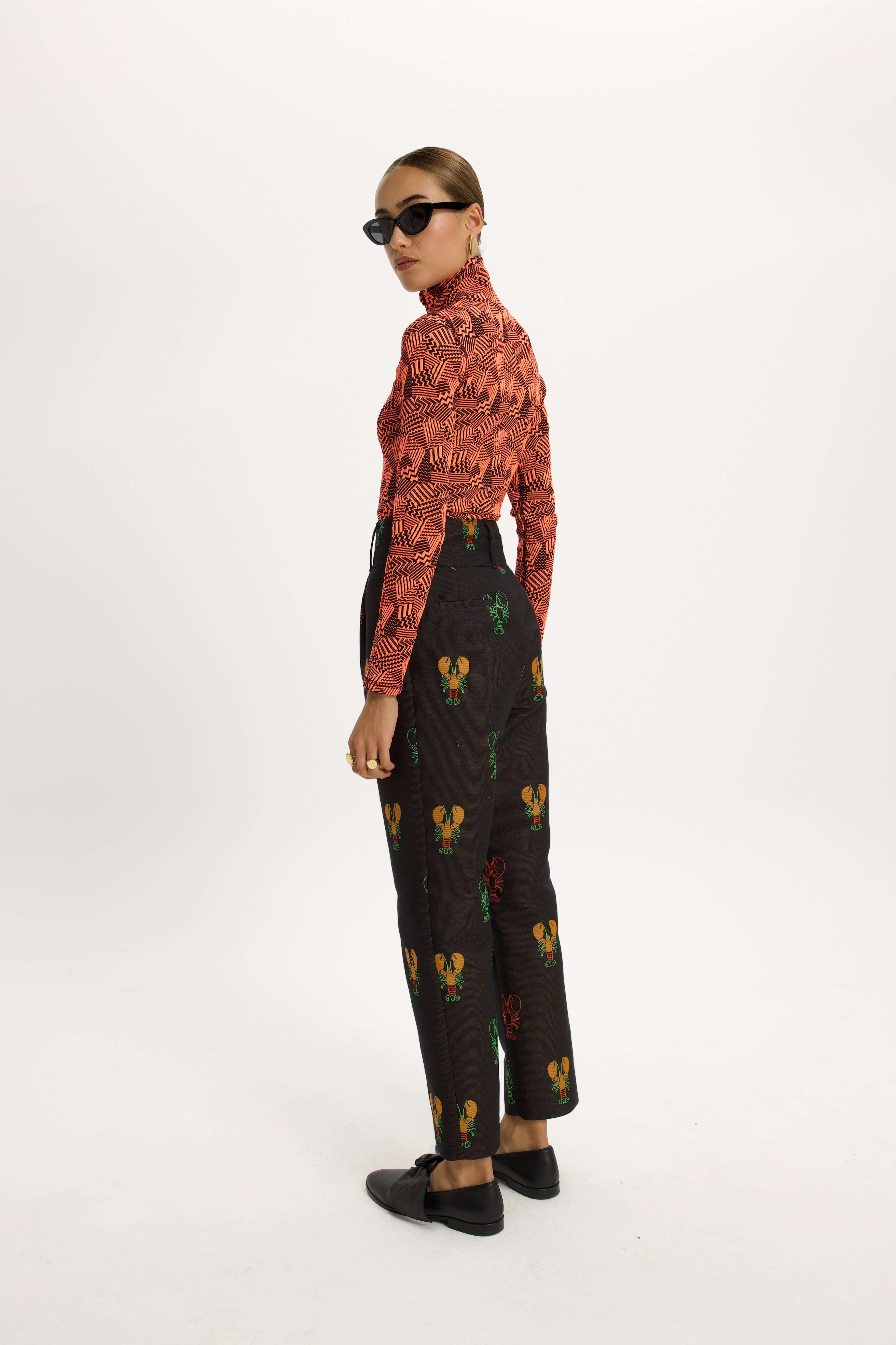 Jojo Pants in Round Woven Lobsters Jacquard