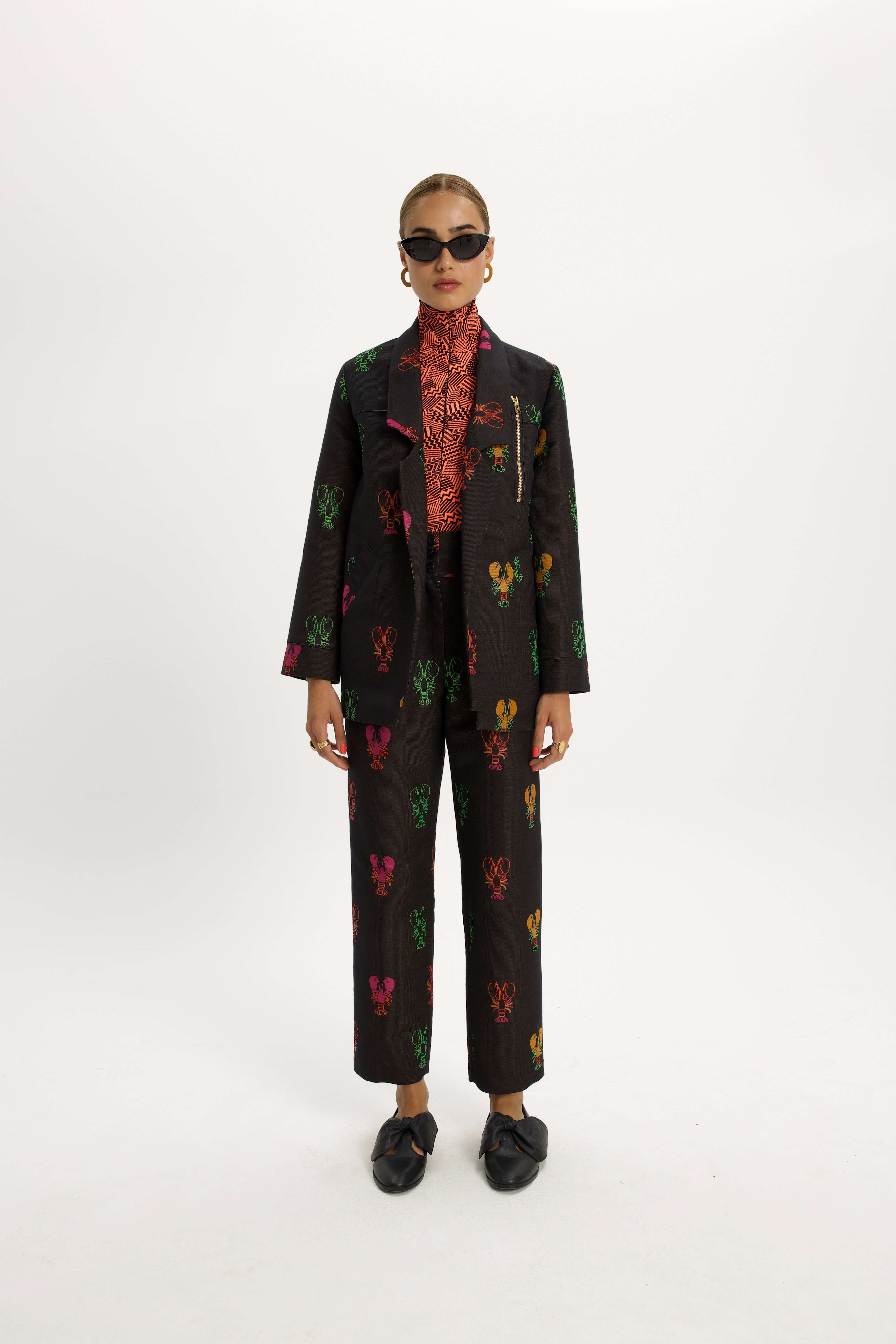 Jojo Pants in Round Woven Lobsters Jacquard
