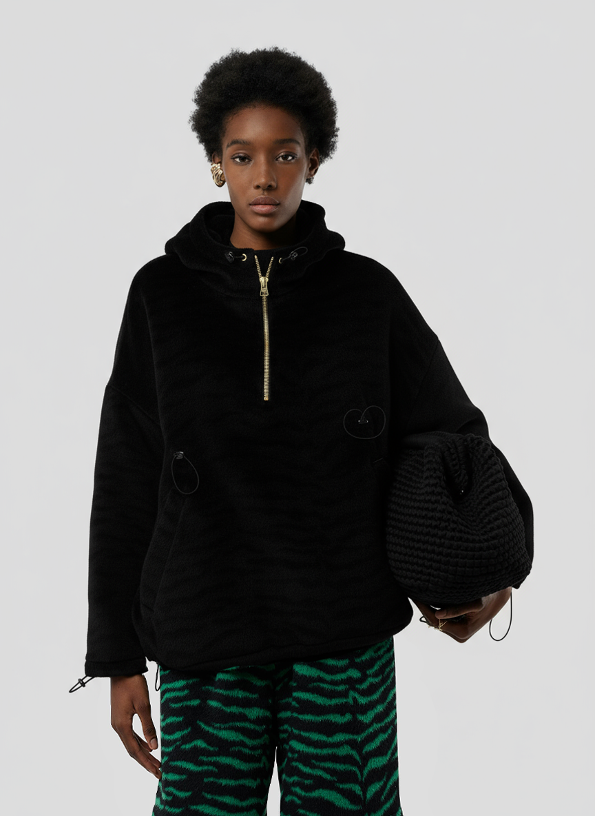 Tony windbreaker in Black Woolen Cashmere