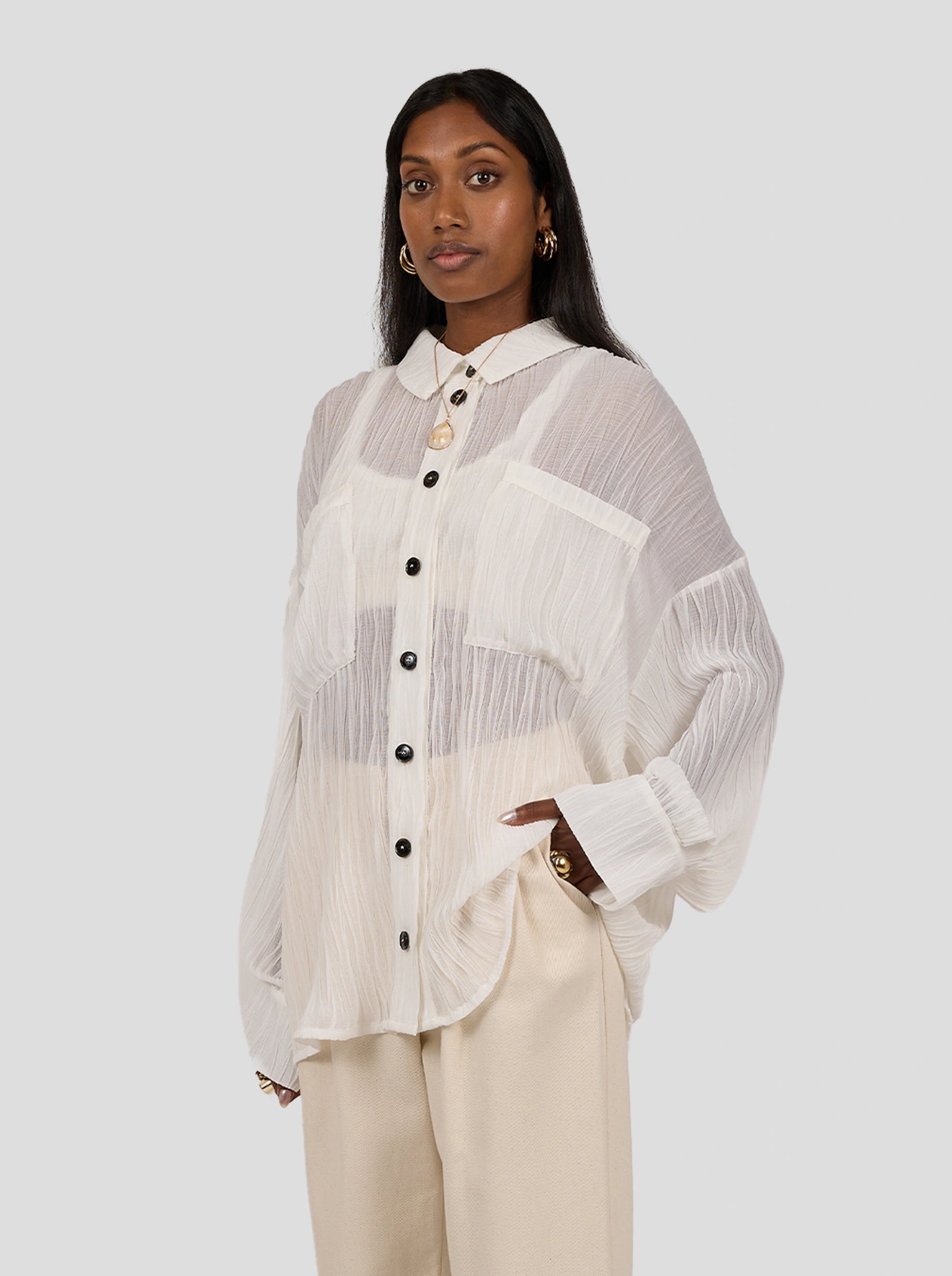Astrée Shirt in Papier Crépon Gauze