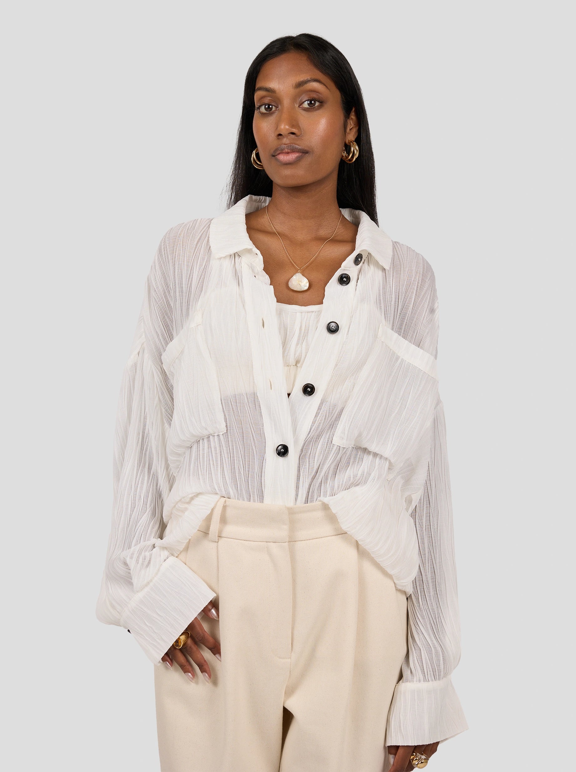 Astrée Shirt in Papier Crépon Gauze