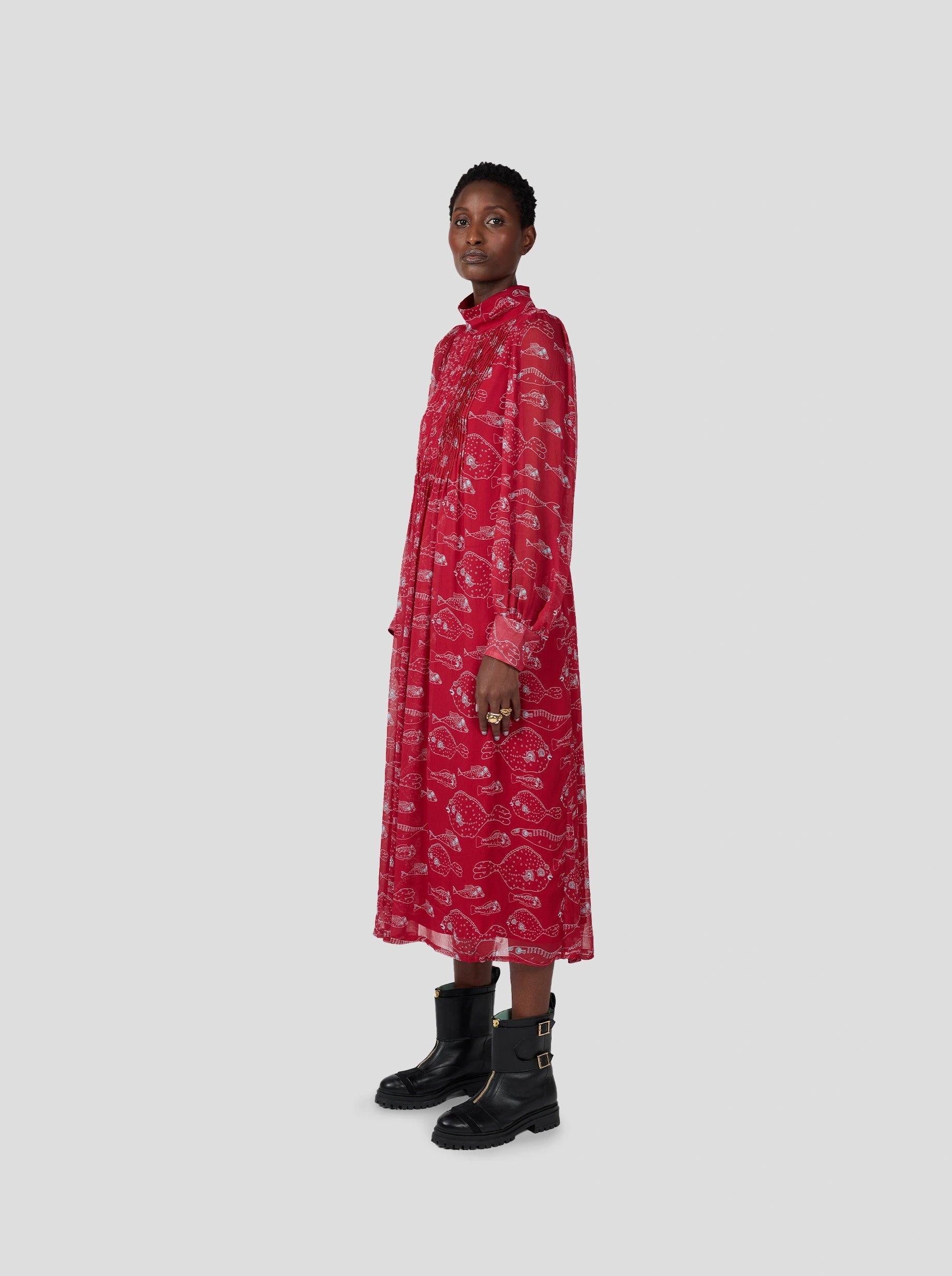 Austin Dress in Fish Tank Chiffon Print