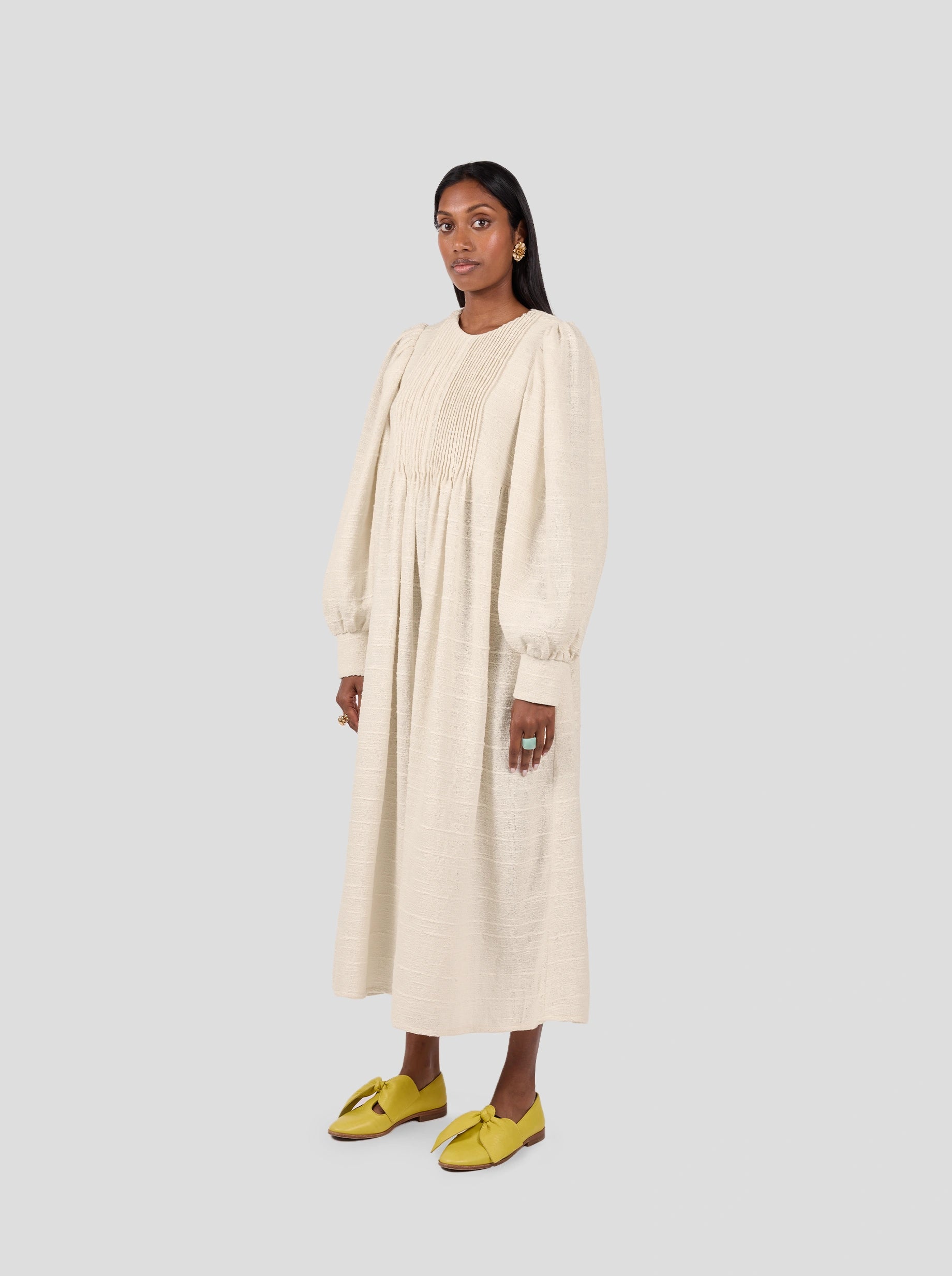 Austin Dress In Ivory Jute Canvas
