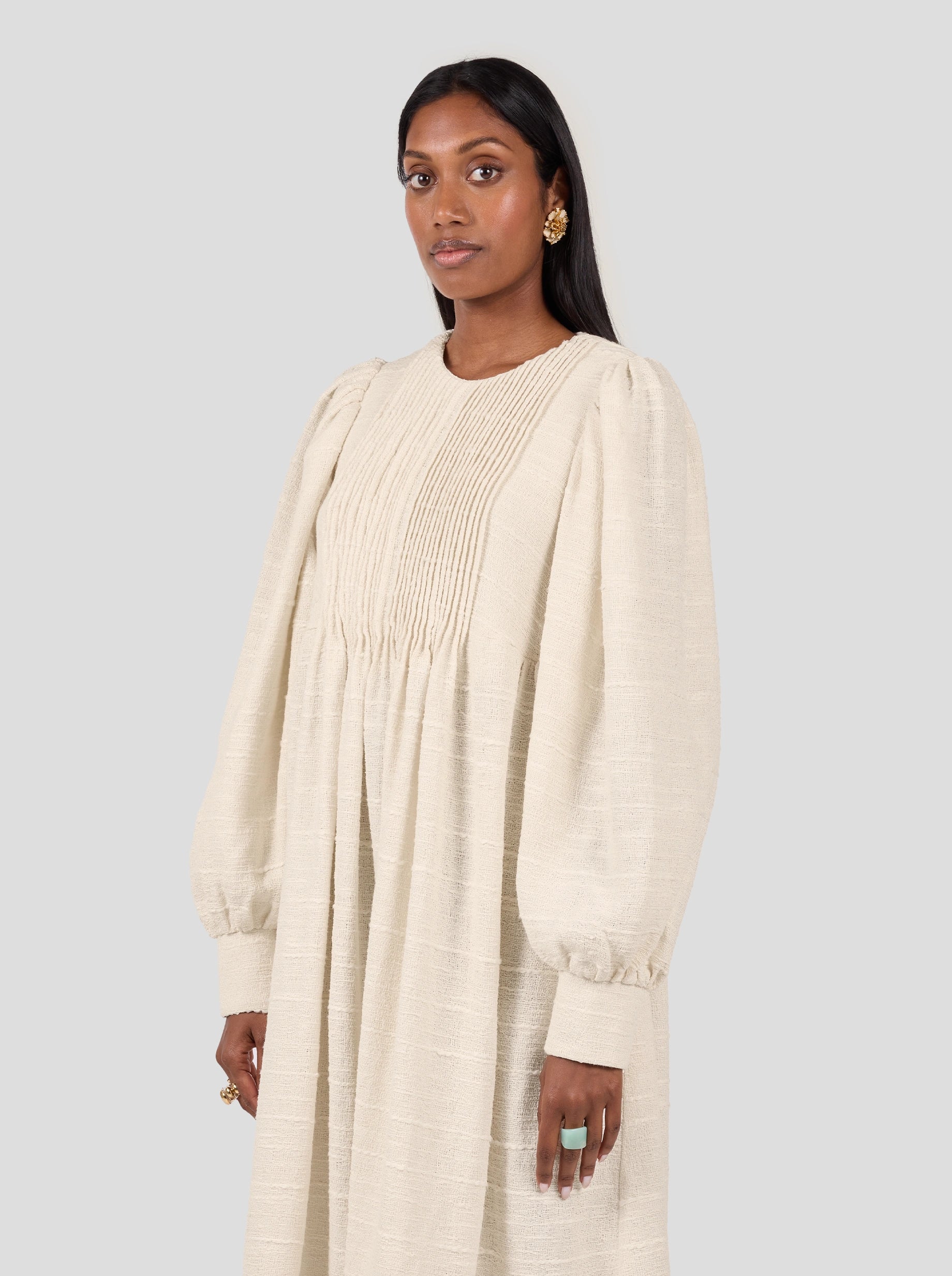 Austin Dress In Ivory Jute Canvas