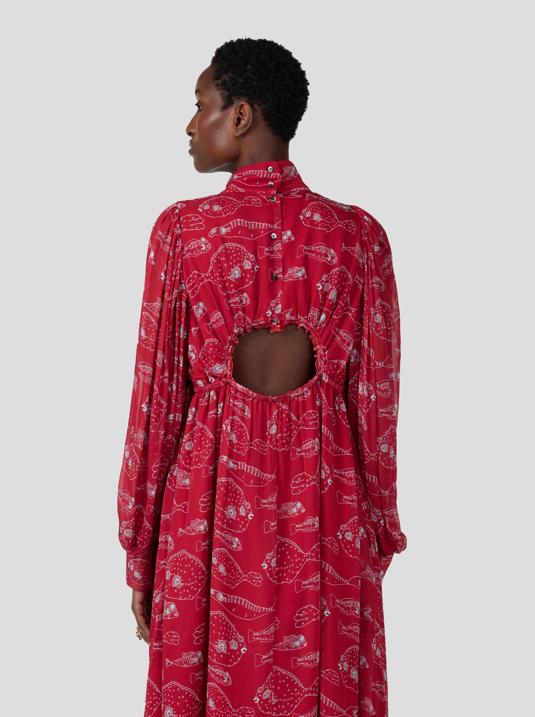 Austin Dress in Fish Tank Chiffon Print