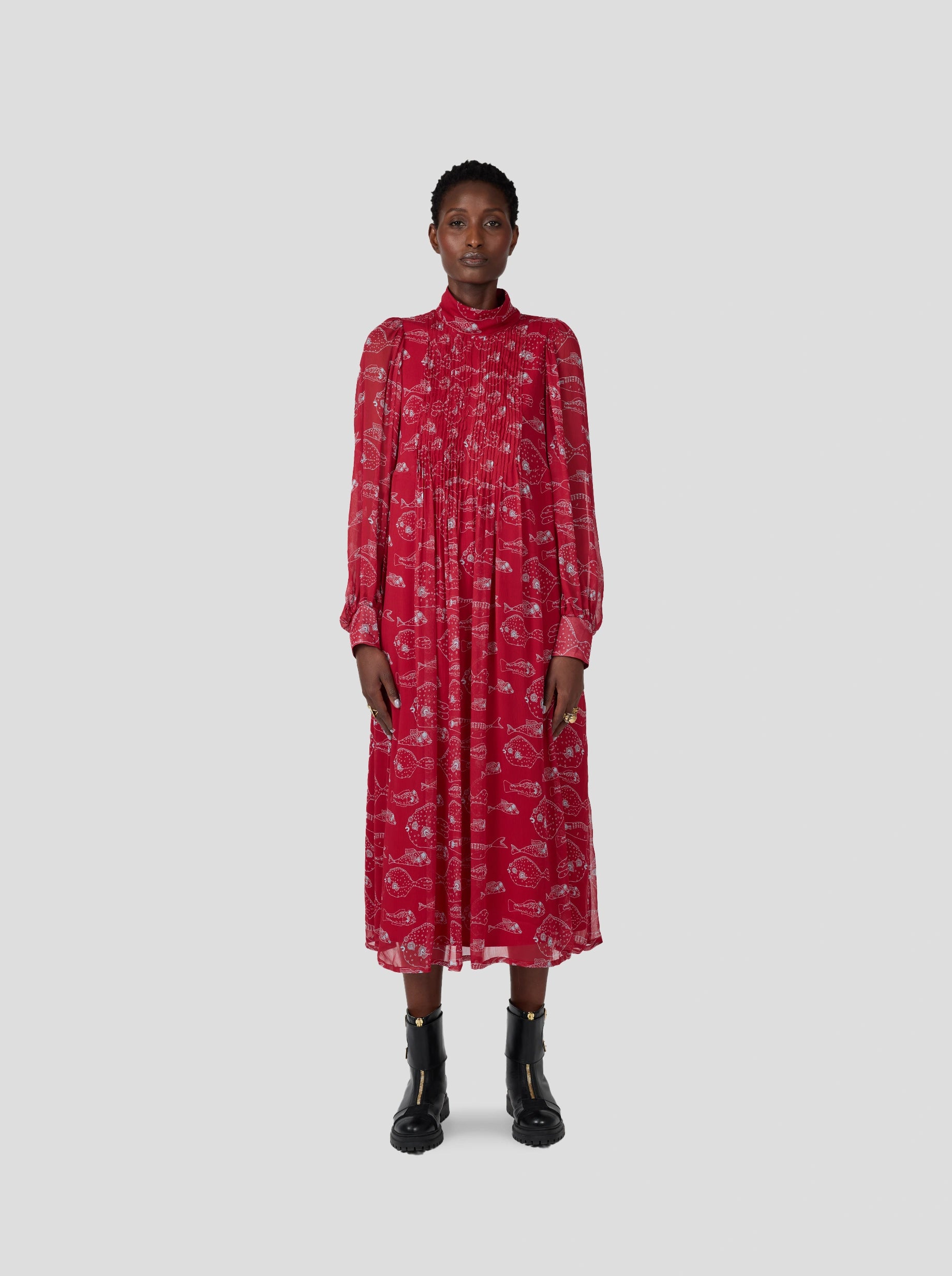 Austin Dress in Fish Tank Chiffon Print