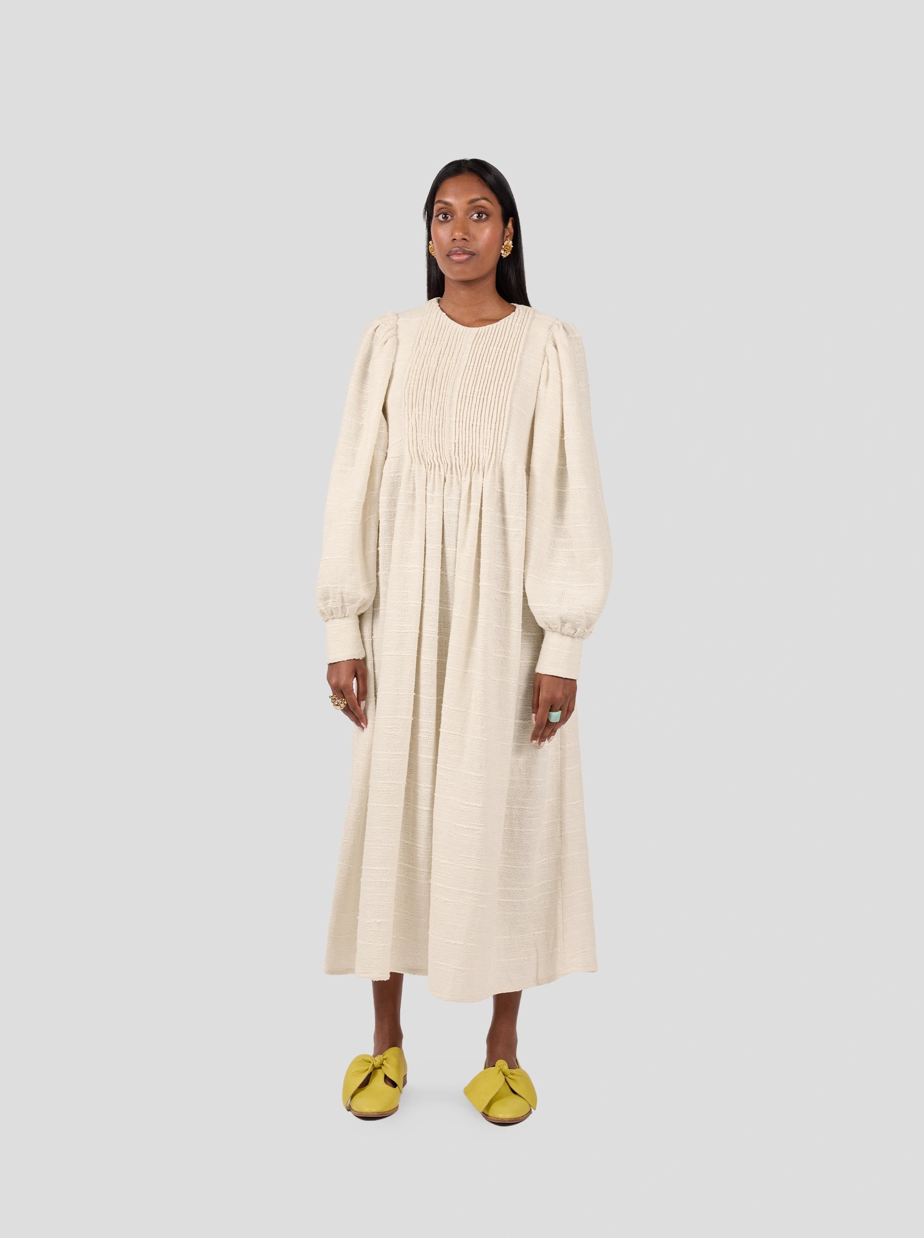 Austin Dress In Ivory Jute Canvas