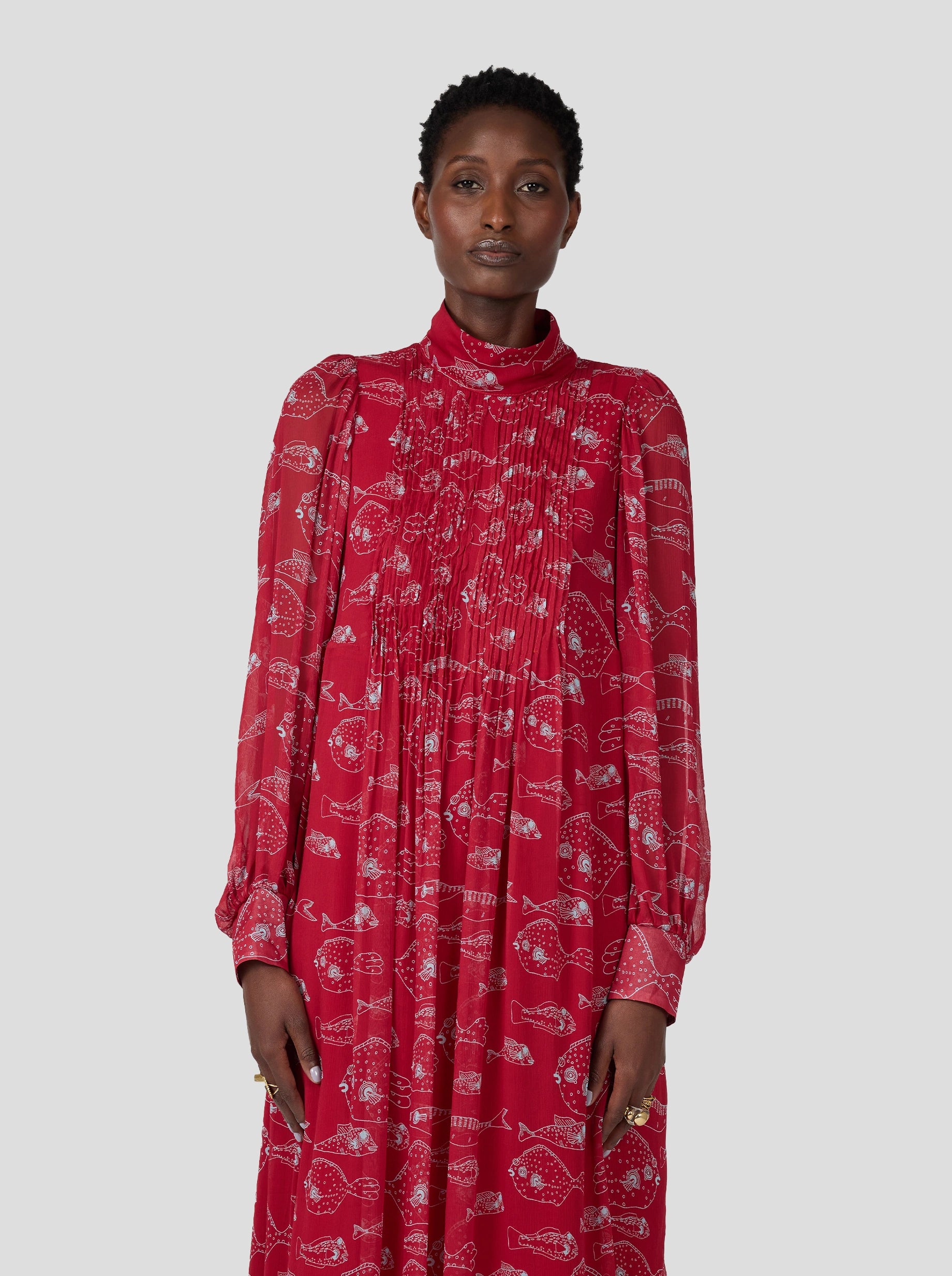 Austin Dress in Fish Tank Chiffon Print
