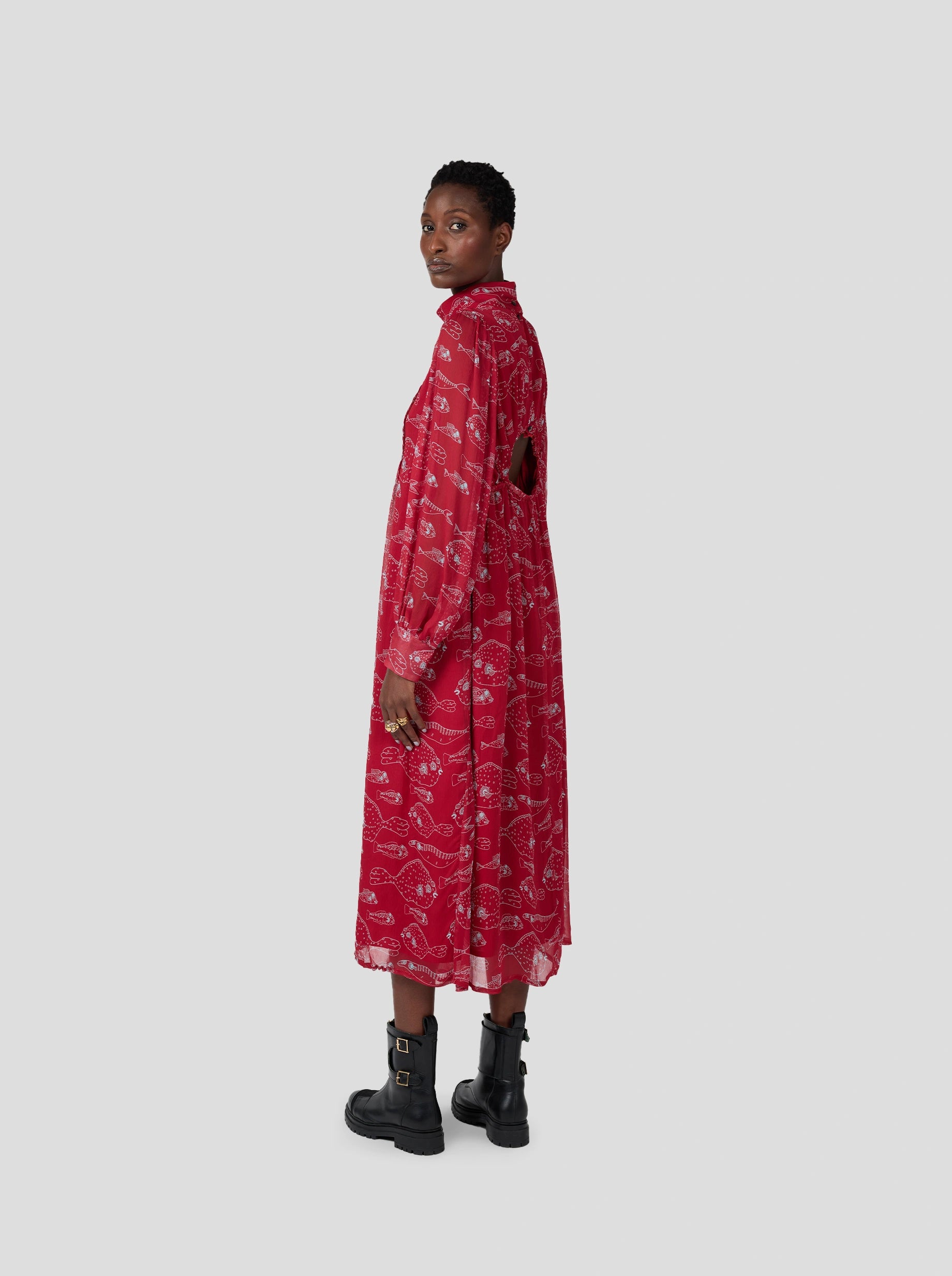 Austin Dress in Fish Tank Chiffon Print