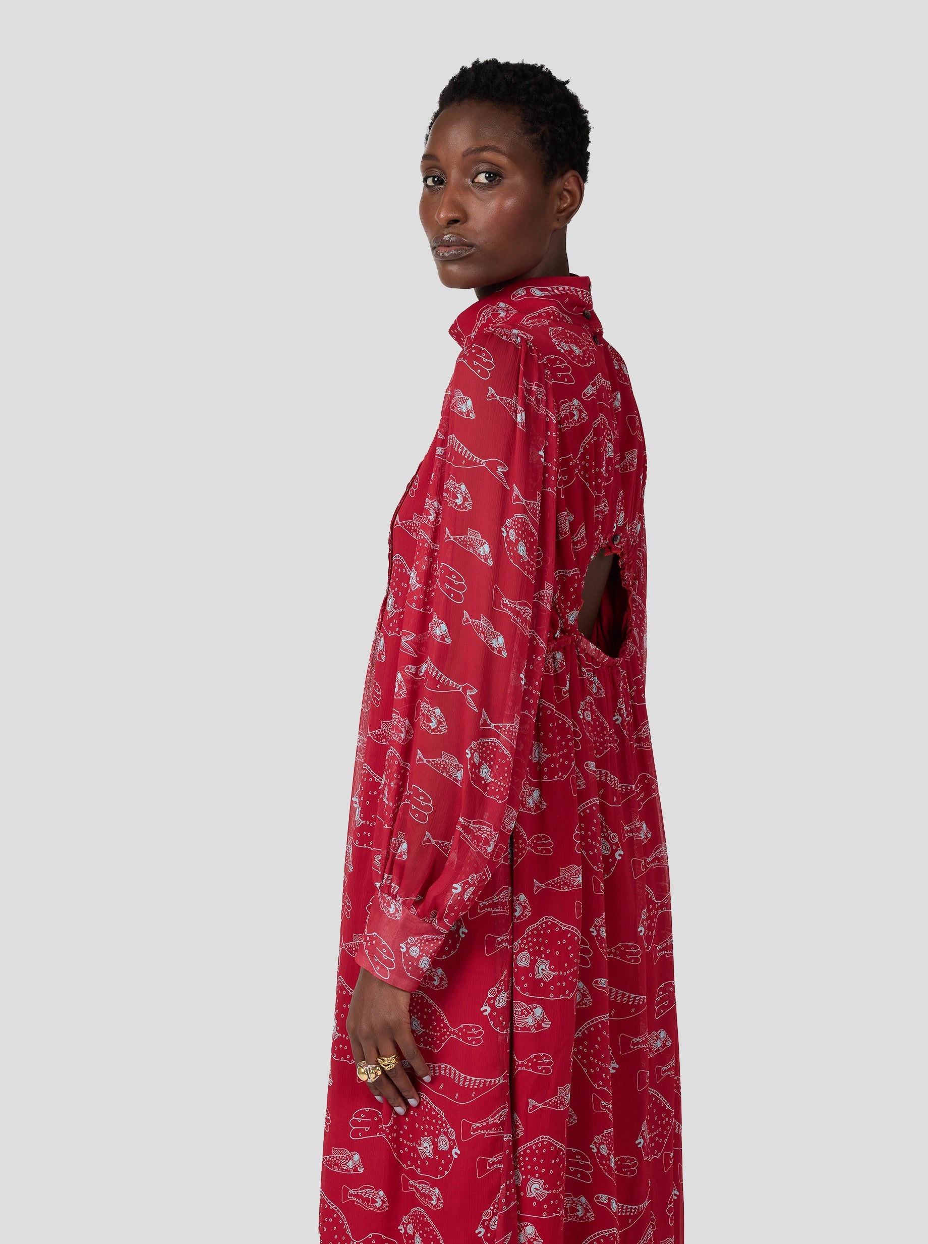 Austin Dress in Fish Tank Chiffon Print