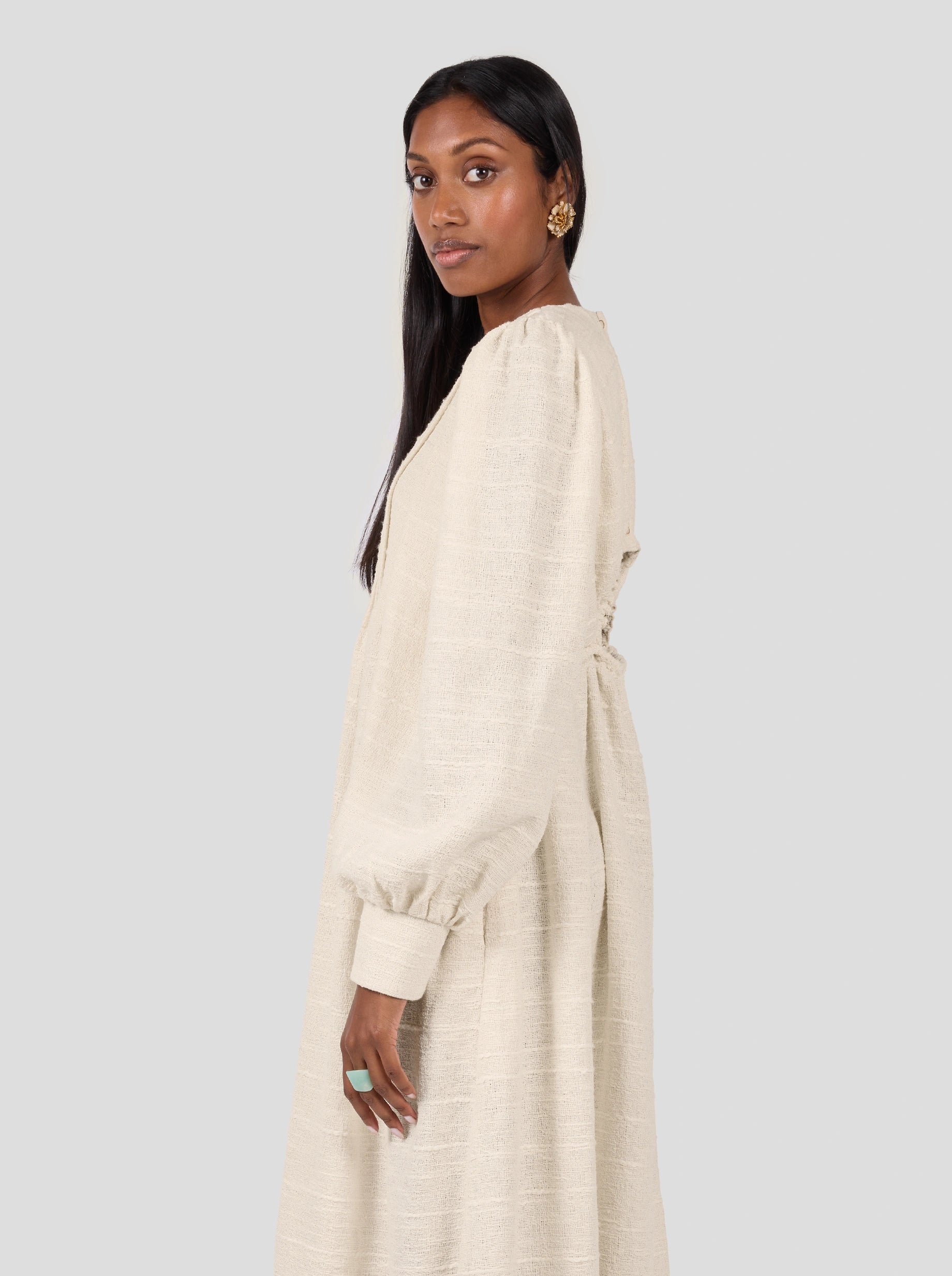 Austin Dress In Ivory Jute Canvas