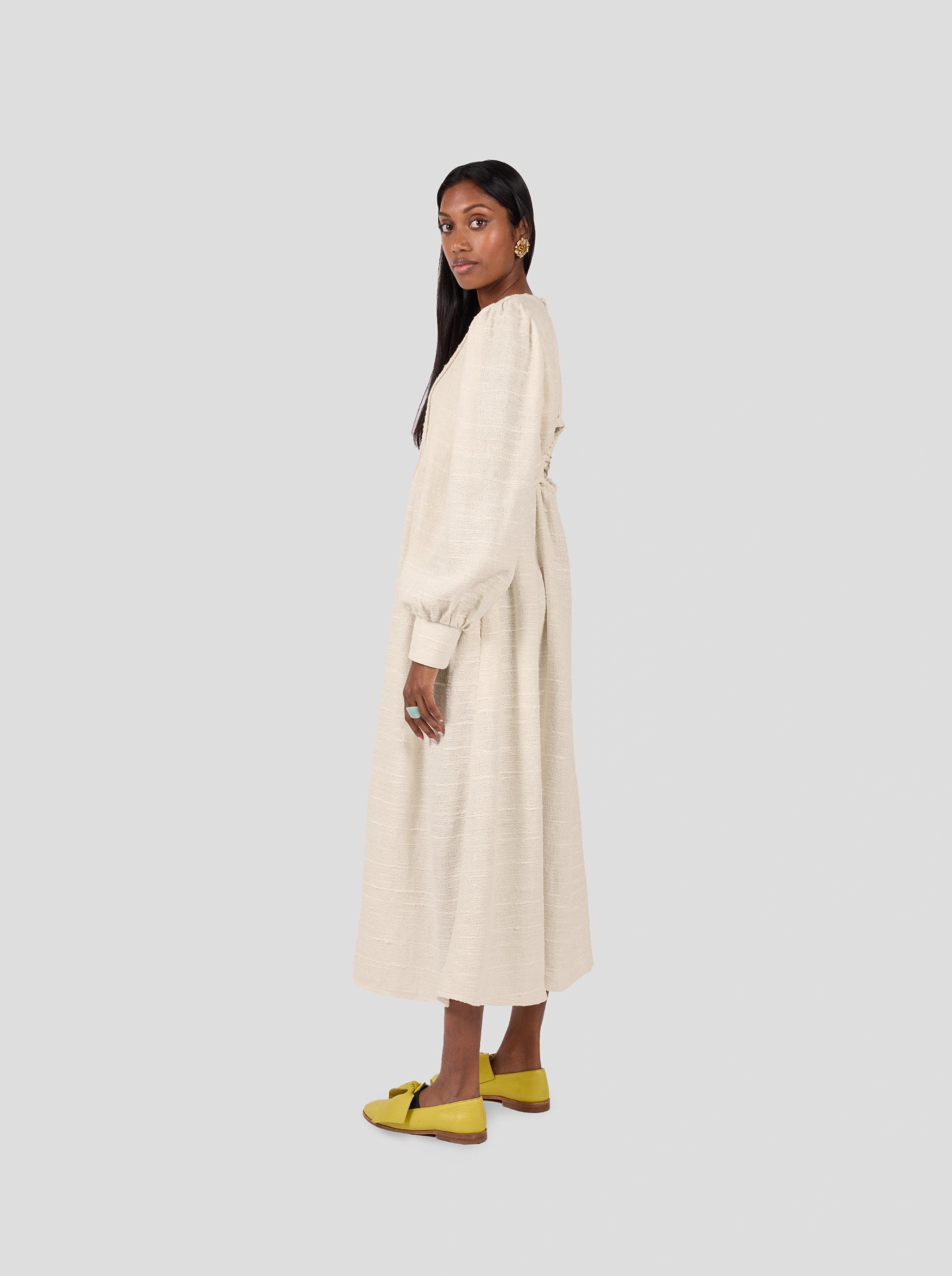 Austin Dress In Ivory Jute Canvas