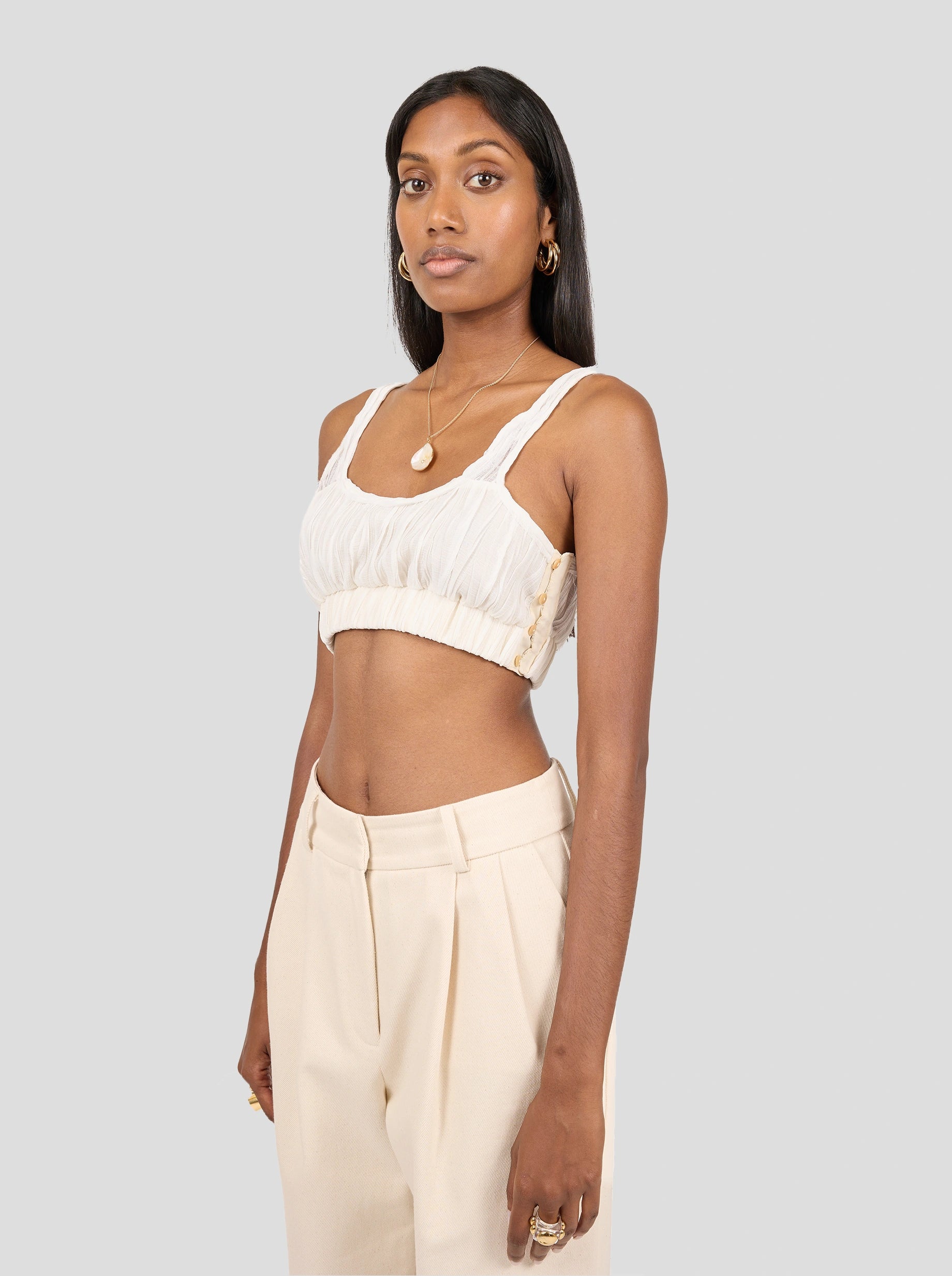 Boris Sports Bra in Papier Crépon Gauze