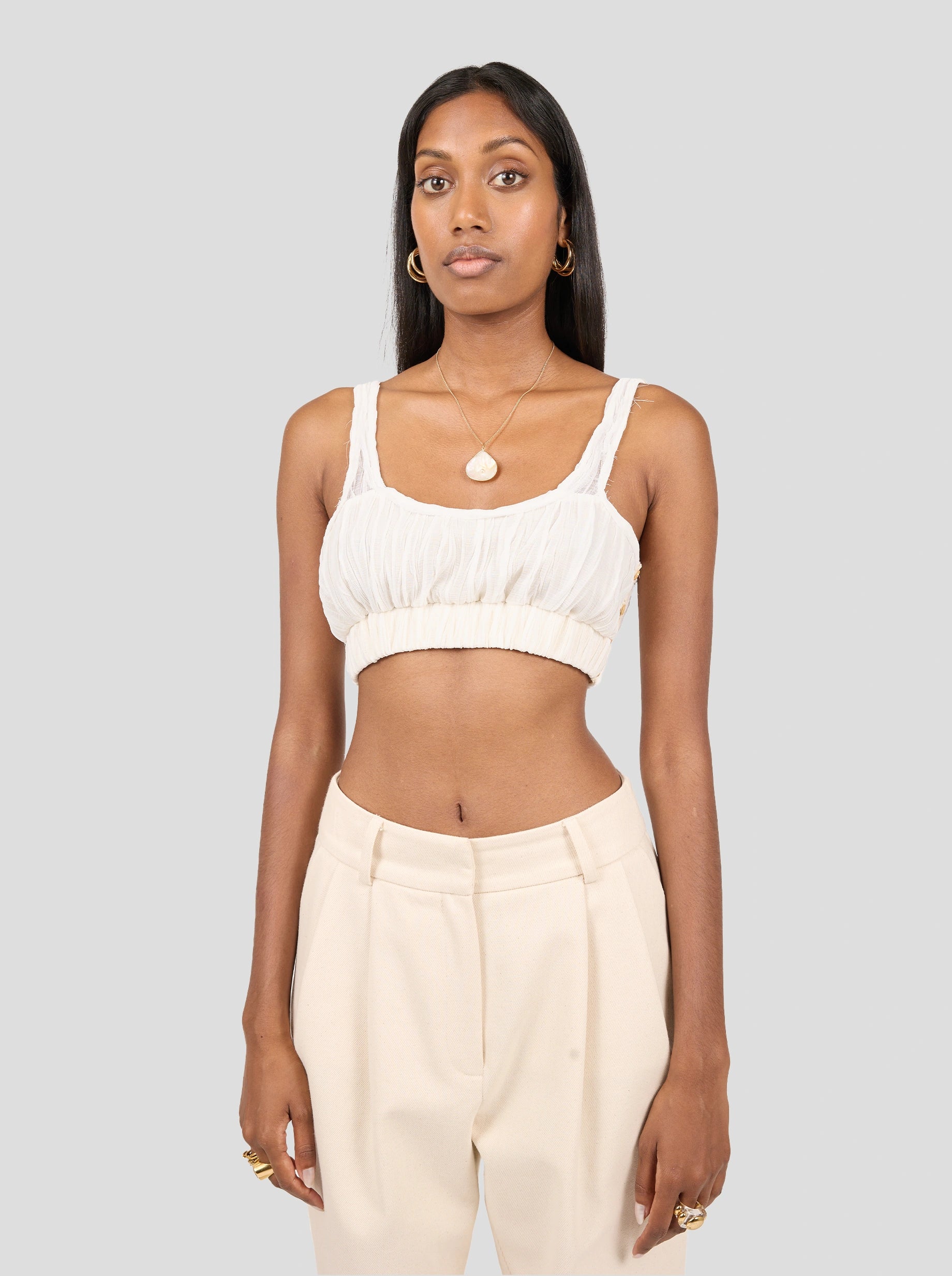 Boris Sports Bra in Papier Crépon Gauze