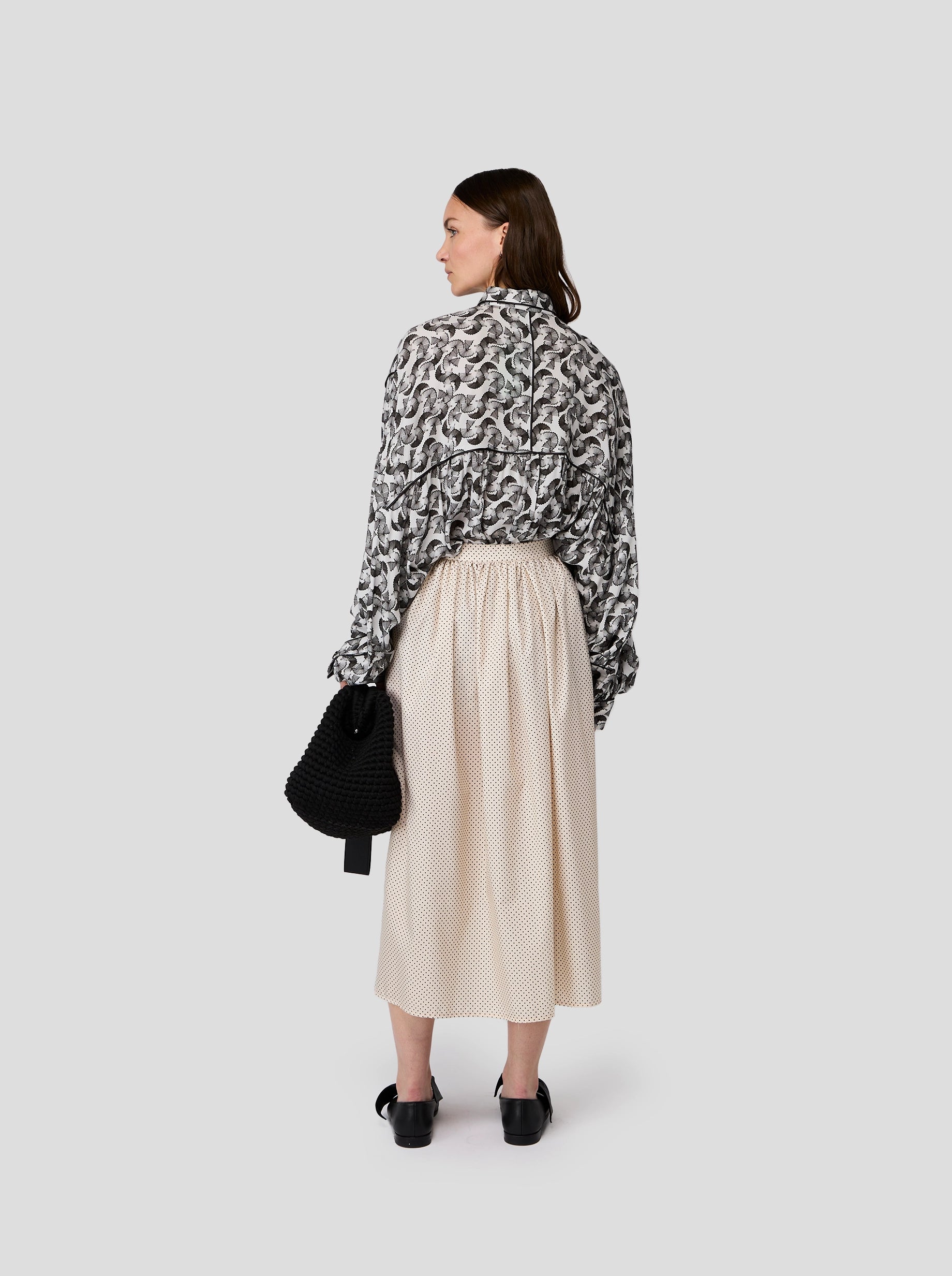 Orso Skirt in Black-Dotted Sand Technical Fabric