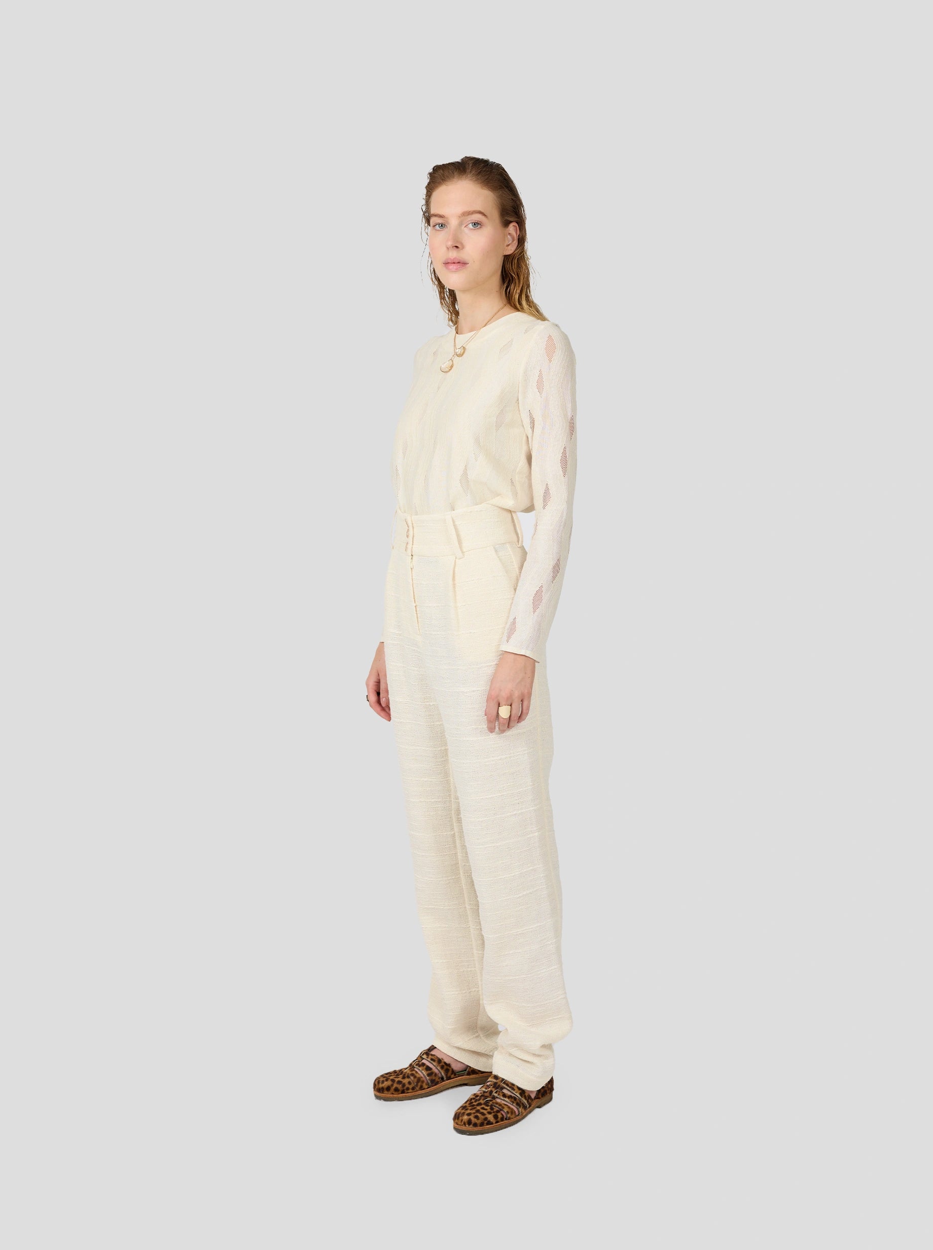 Jojo Pants In Ivory Jute Canvas