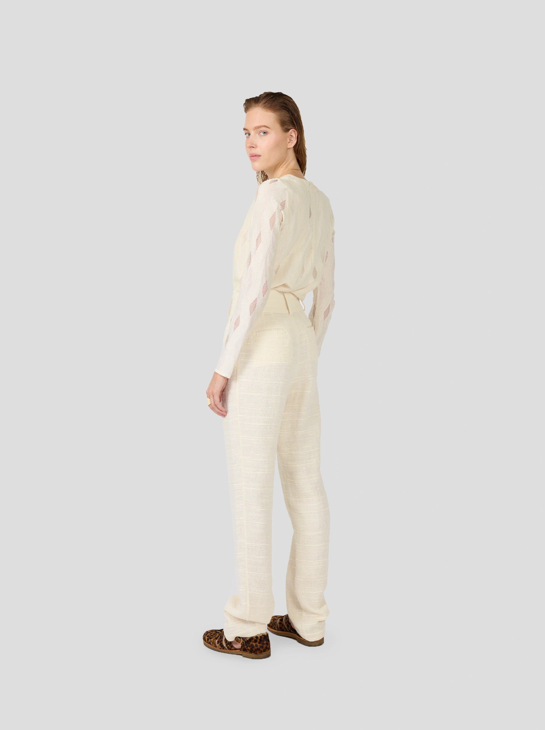Jojo Pants In Ivory Jute Canvas