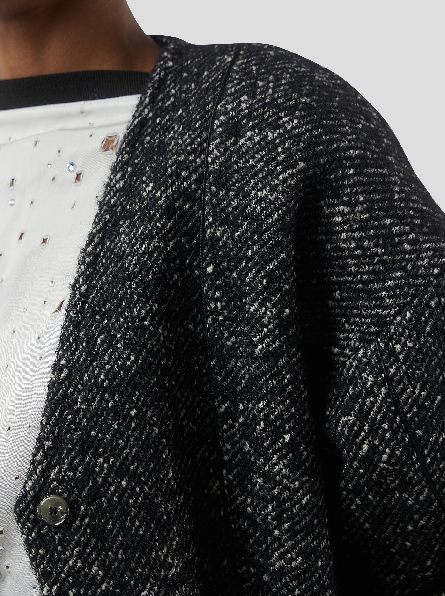 Bambi cardigan in dark wool, grandfather style