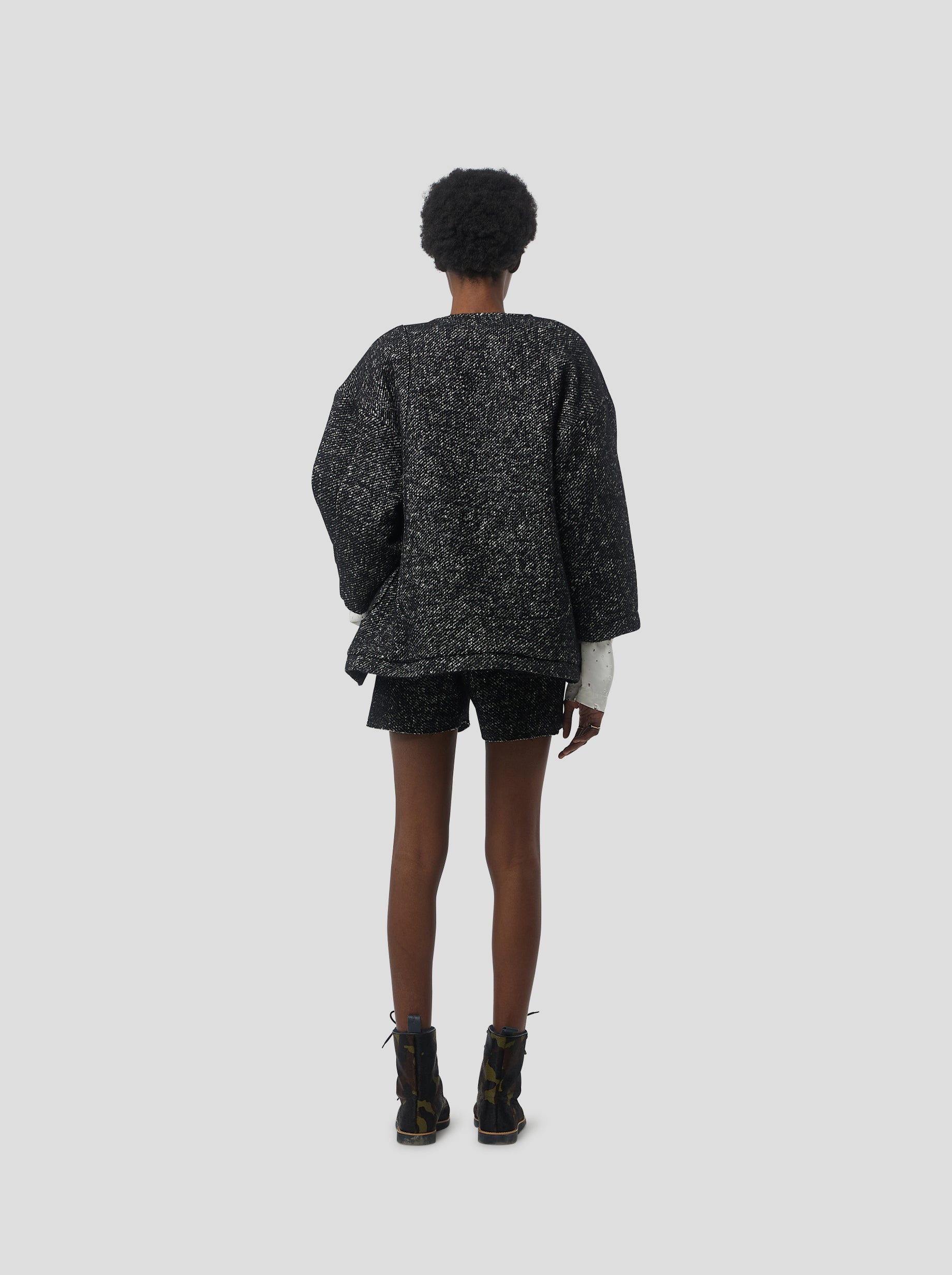 Bambi cardigan in dark wool, grandfather style