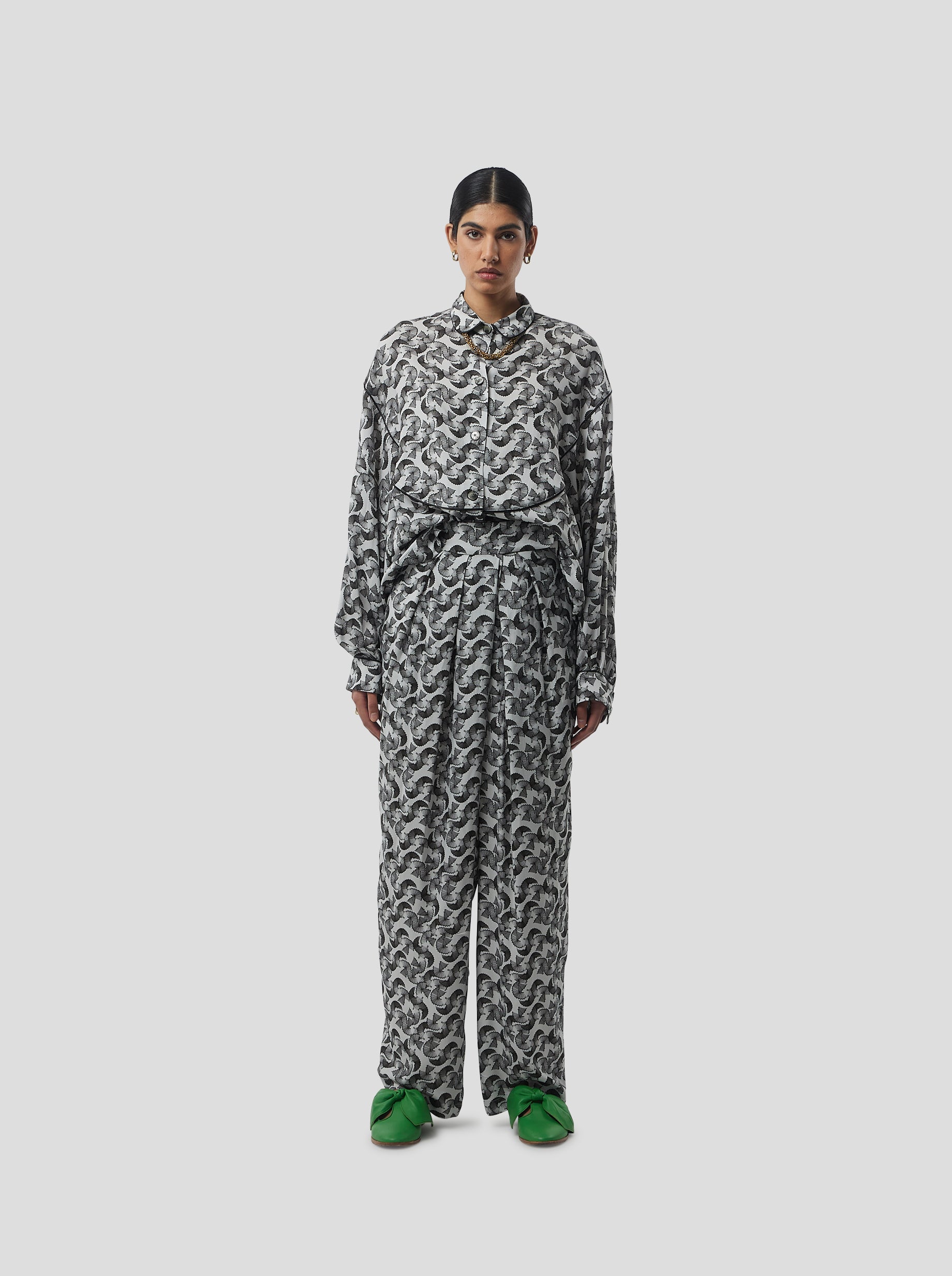 Sakis Pants in Lead shavings print