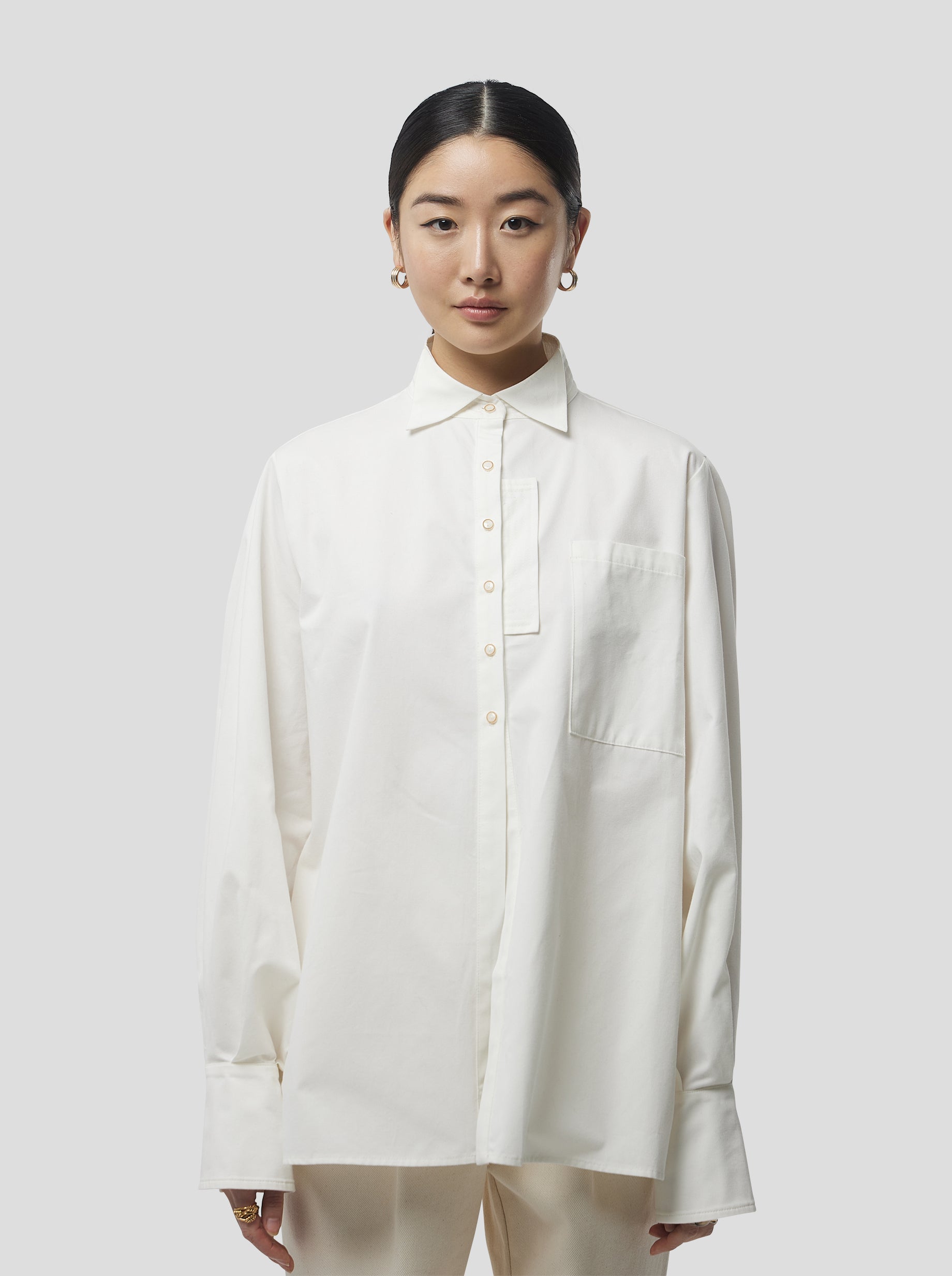 Mogador Shirt In White Popelin Coton