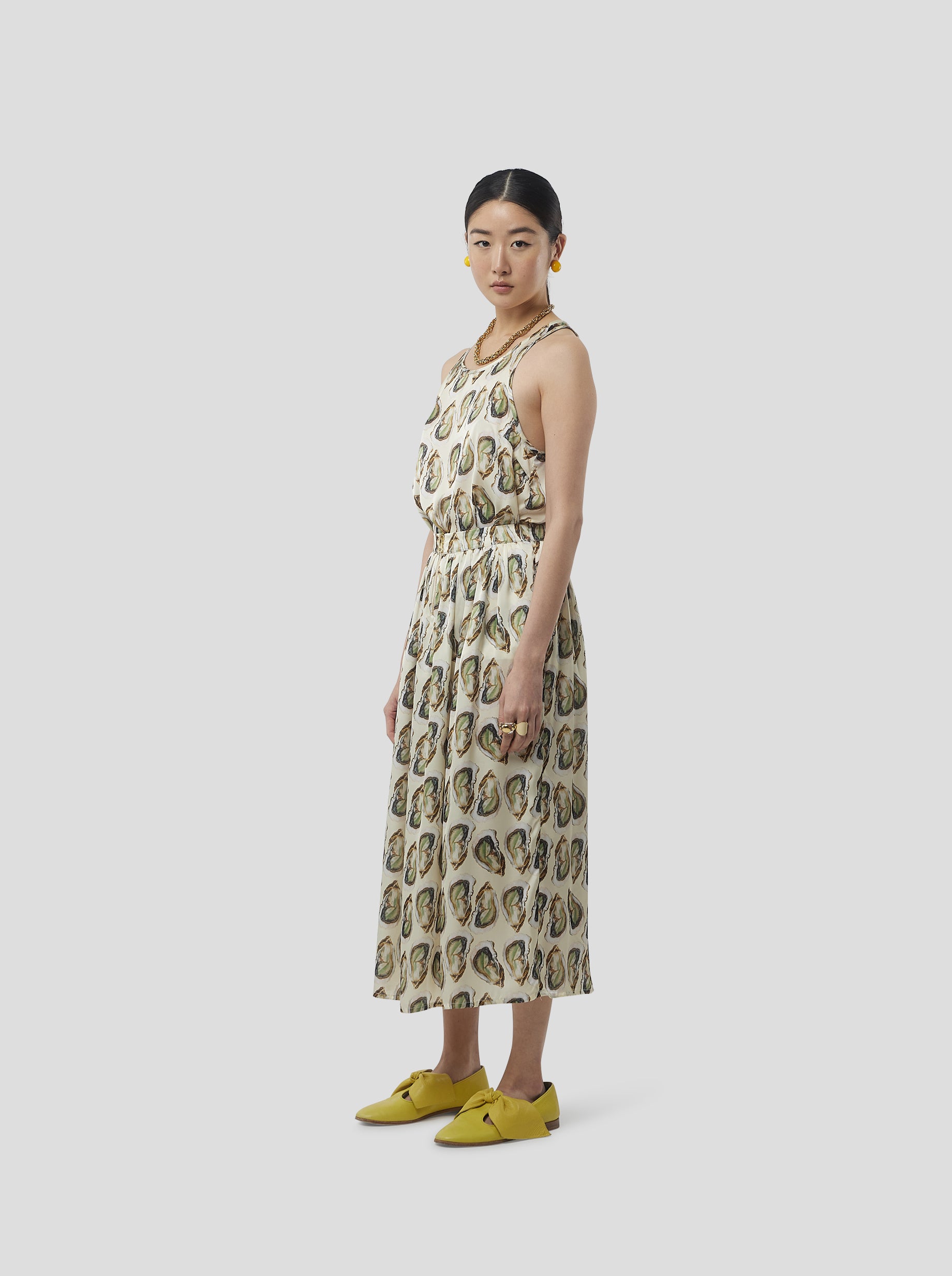 Deva Top in Lustruous Oyster print