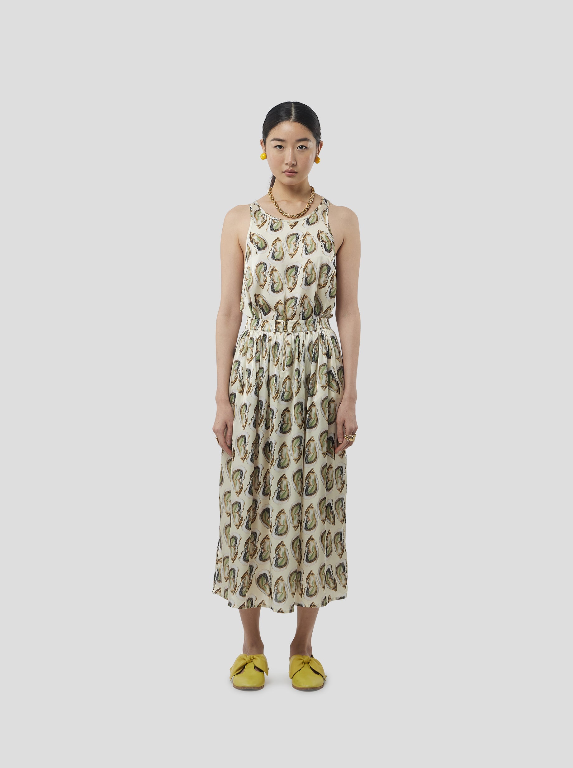 Deva Top in Lustruous Oyster print