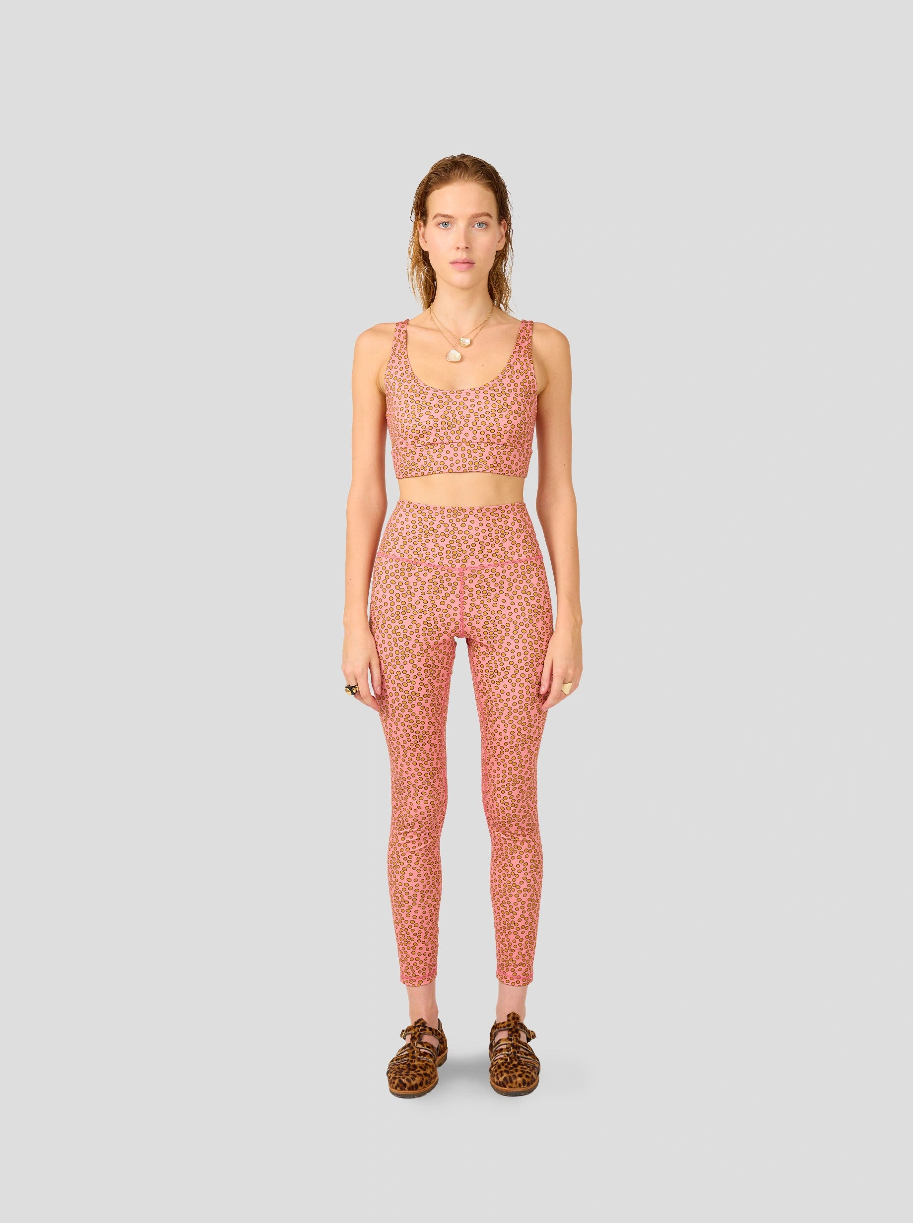 Glue Legging in Canyon Clay Messy Dots Print