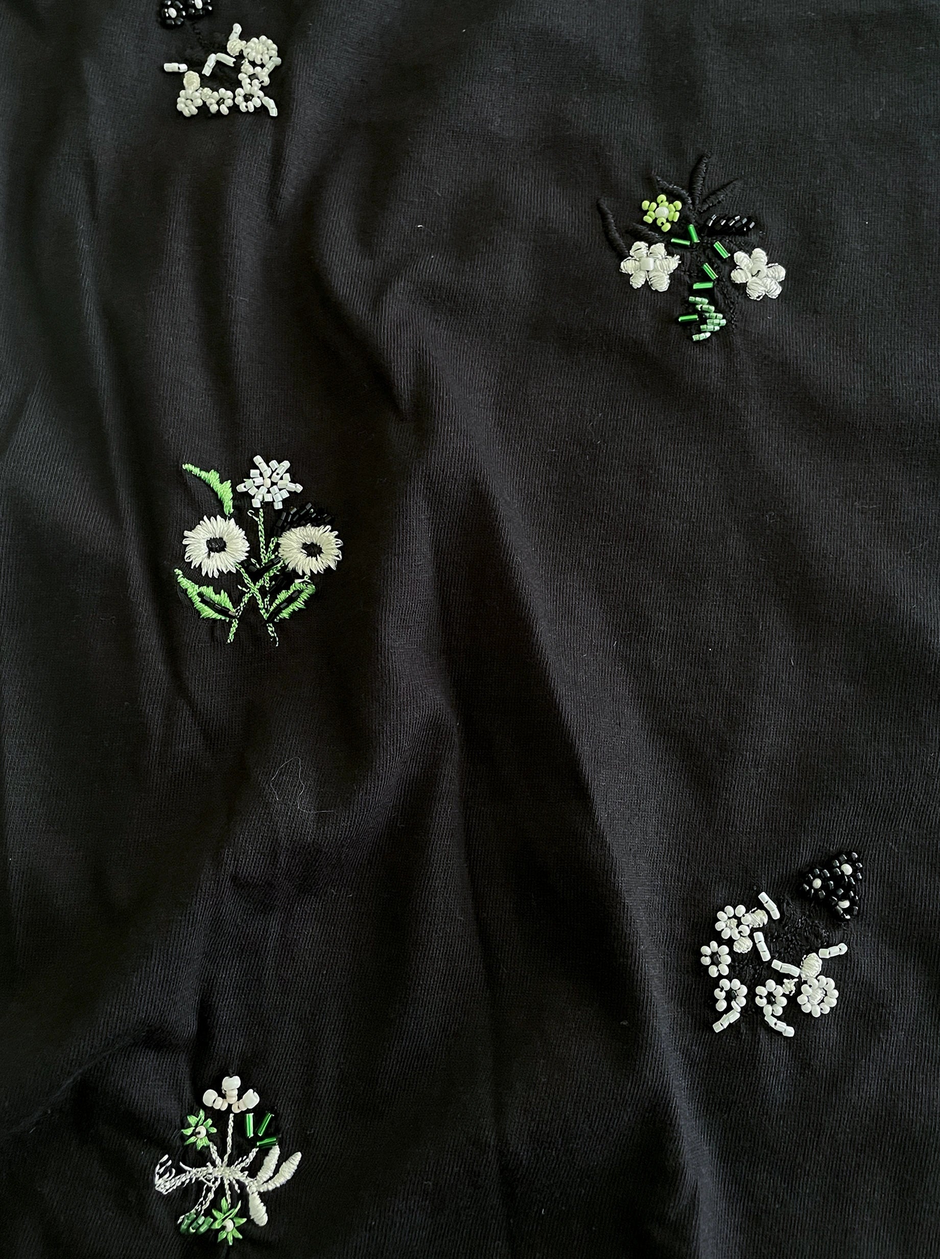 Atlas Embroidered T-Shirt in Black Cotton