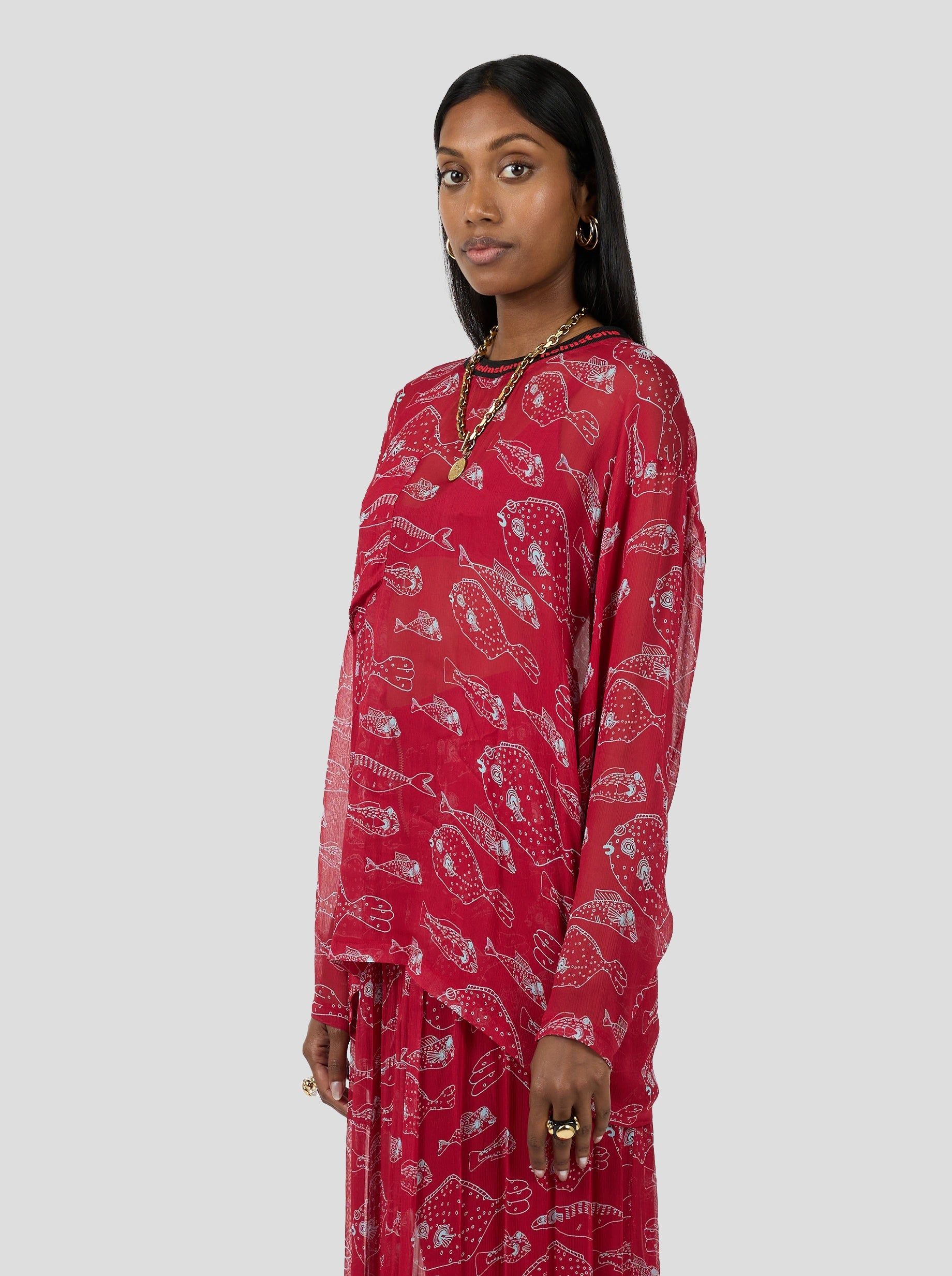 Kiss T-Shirt in Fish Tank Chiffon Print for Women