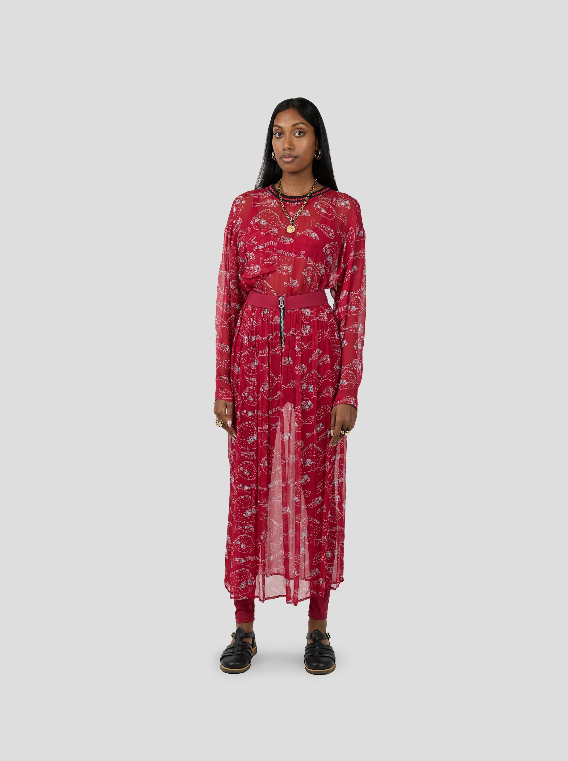 Kiss T-Shirt in Fish Tank Chiffon Print for Women