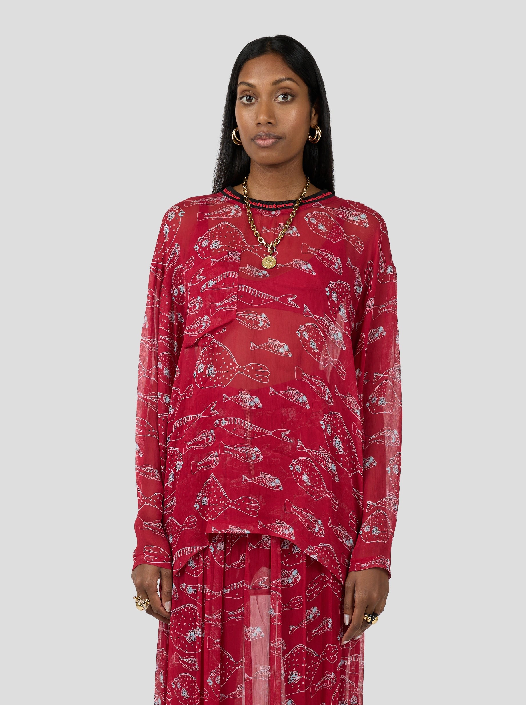 Kiss T-Shirt in Fish Tank Chiffon Print for Women