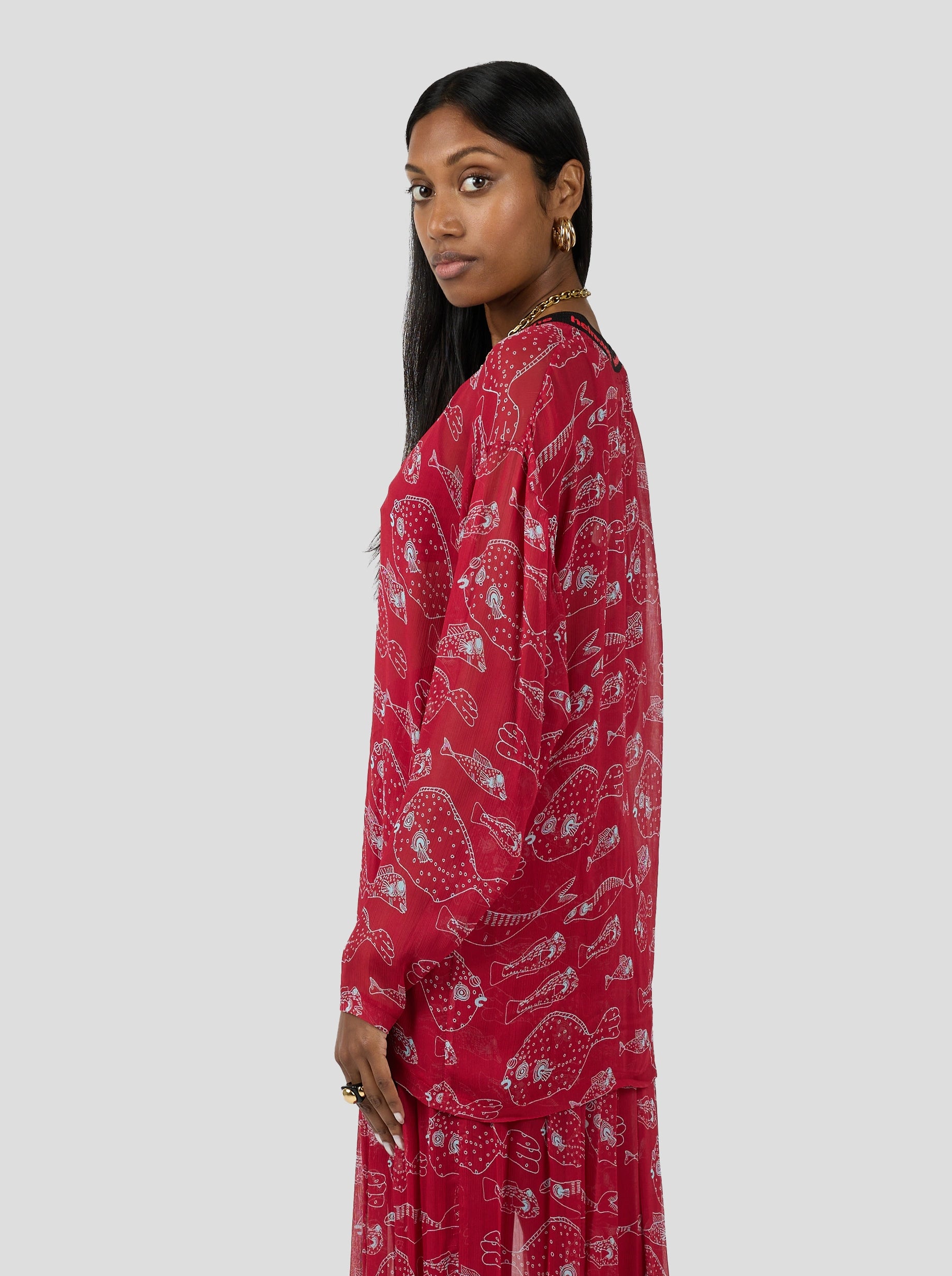Kiss T-Shirt in Fish Tank Chiffon Print for Women