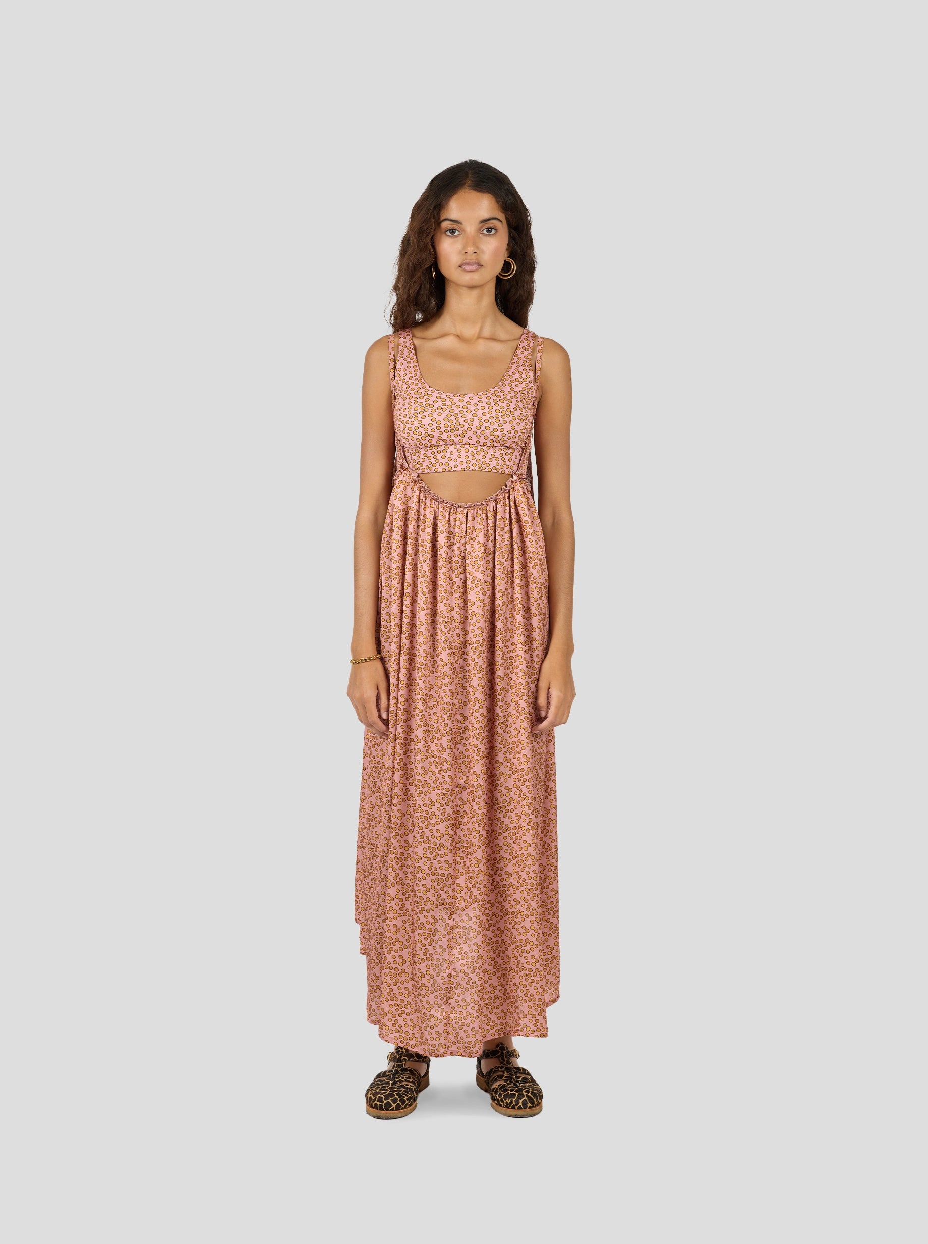 Louie Skirt in Canyon Clay Messy Dots Print