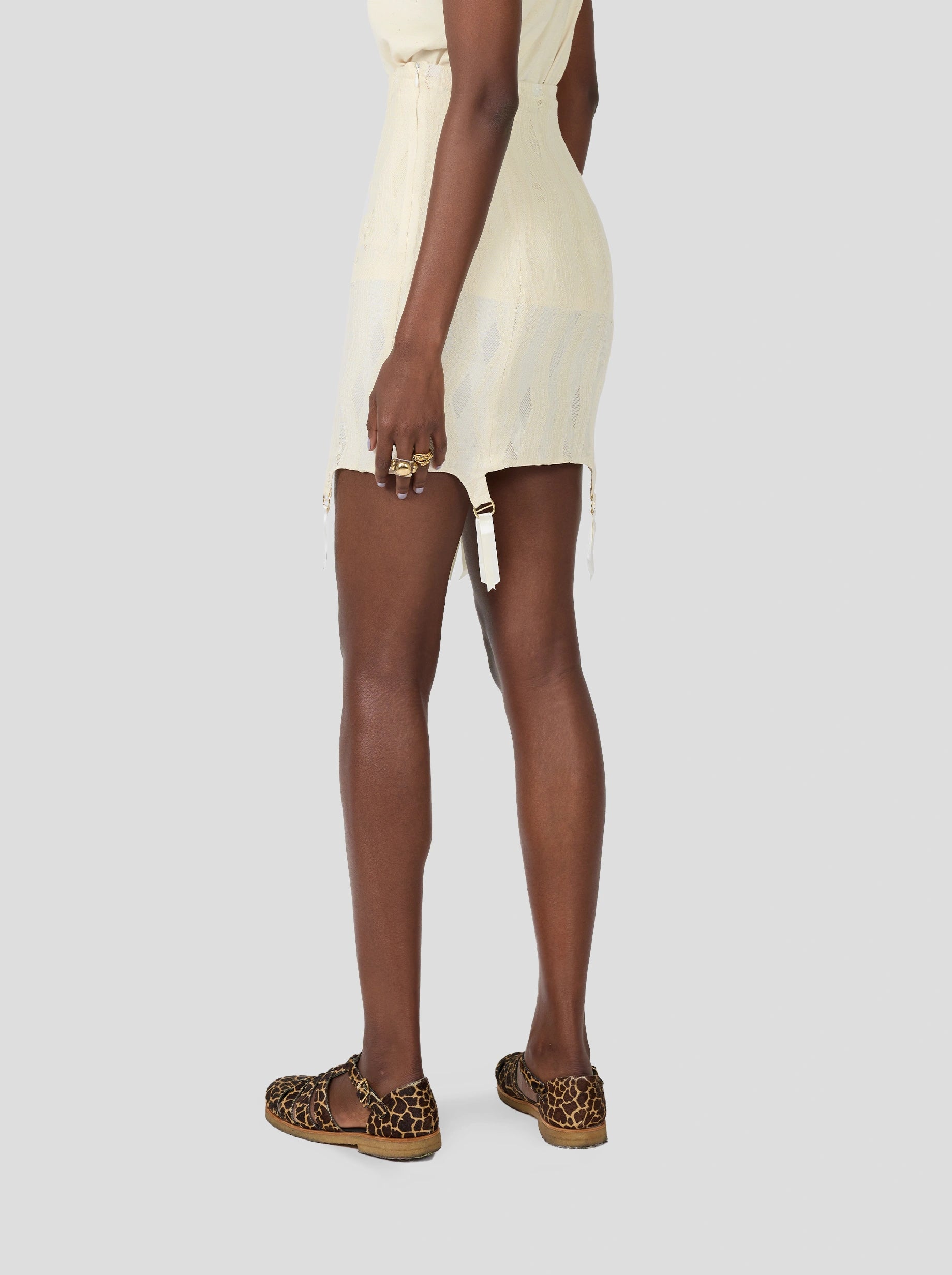 Louma Skirt In Cream Openwork Lace