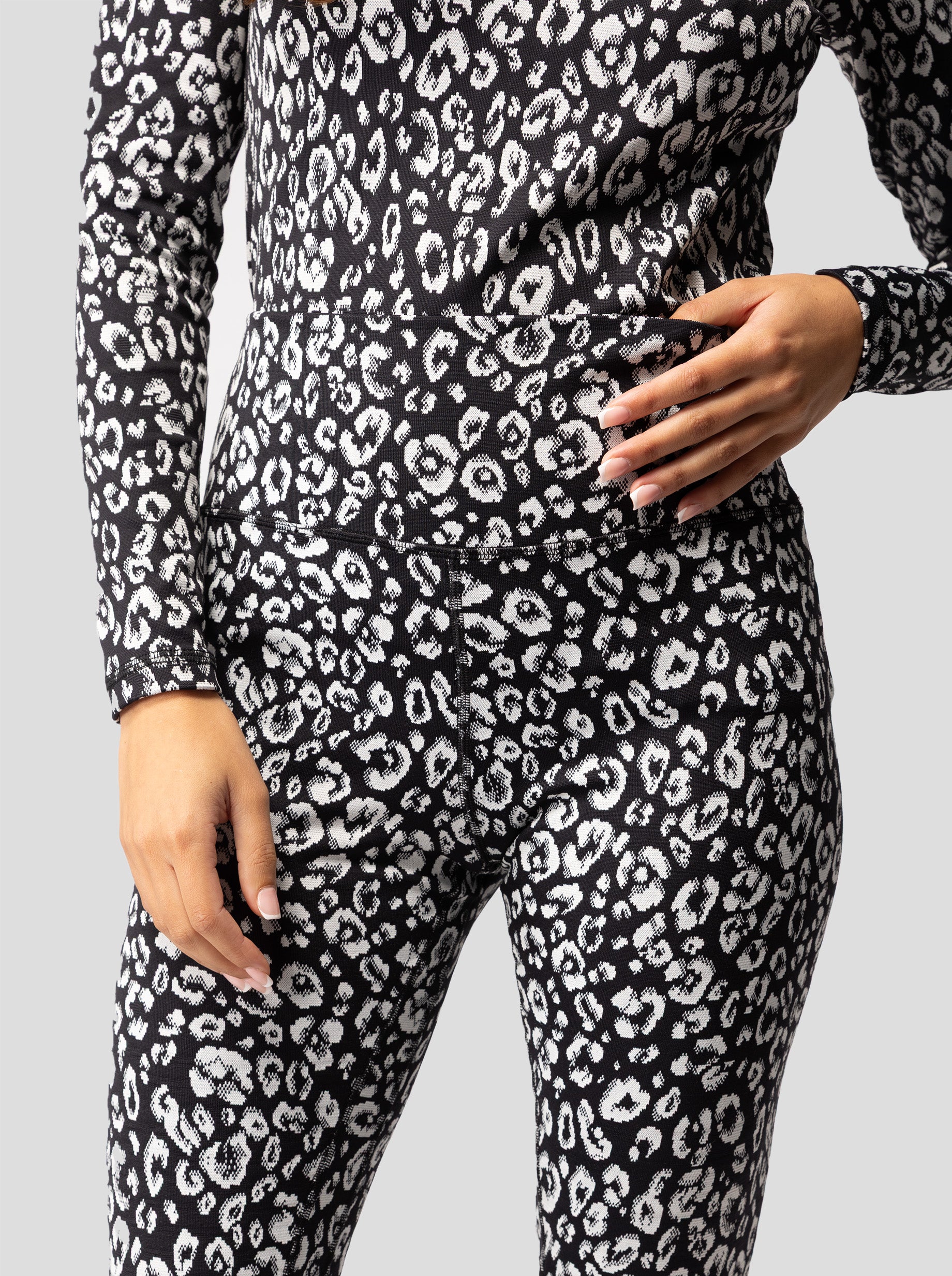 Legging Glue in black & white Leopard jersey