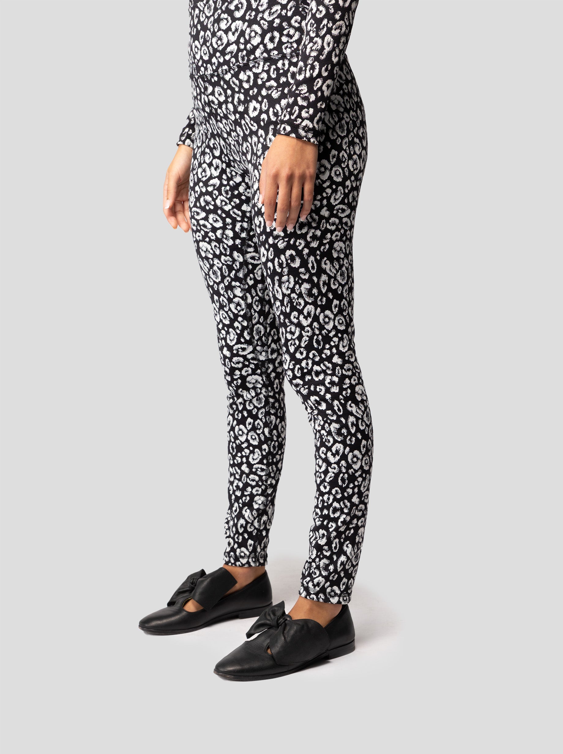 Legging Glue in black & white Leopard jersey
