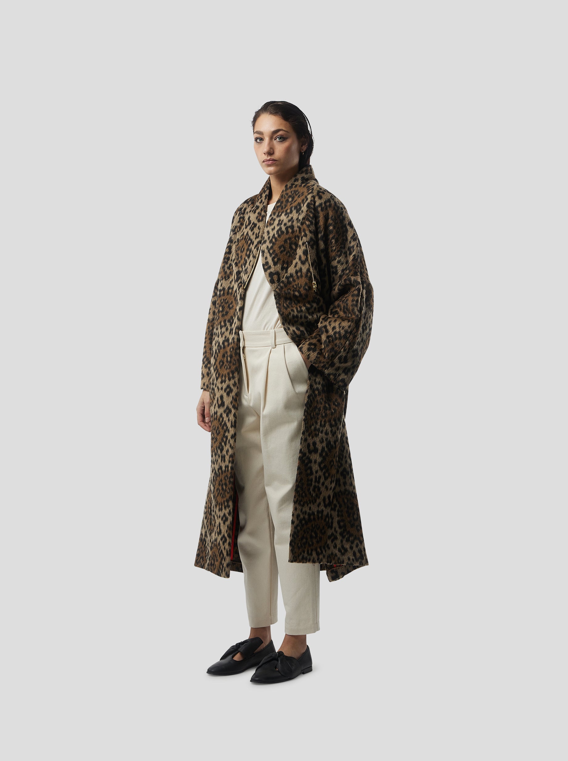 Eren Coat in Muffled Wool Leopard