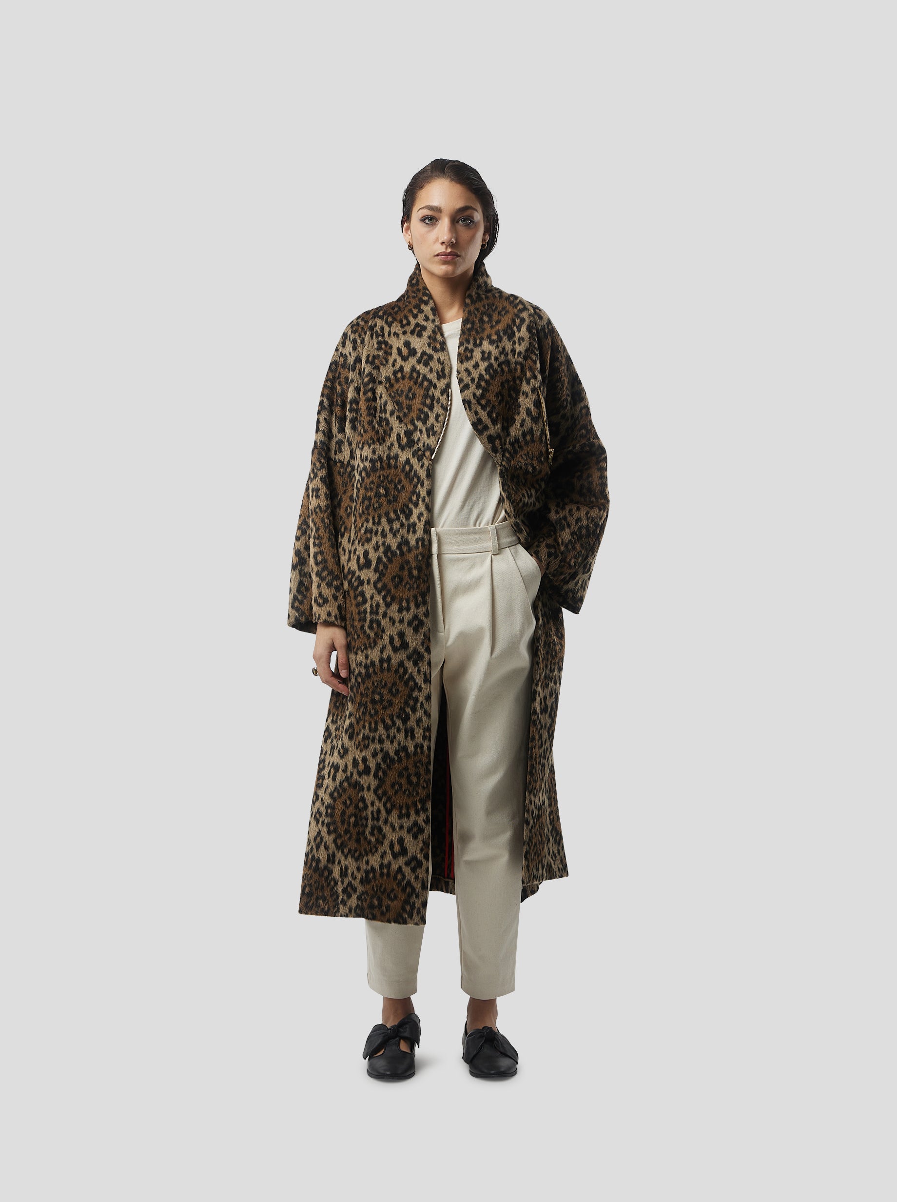 Eren Coat in Muffled Wool Leopard
