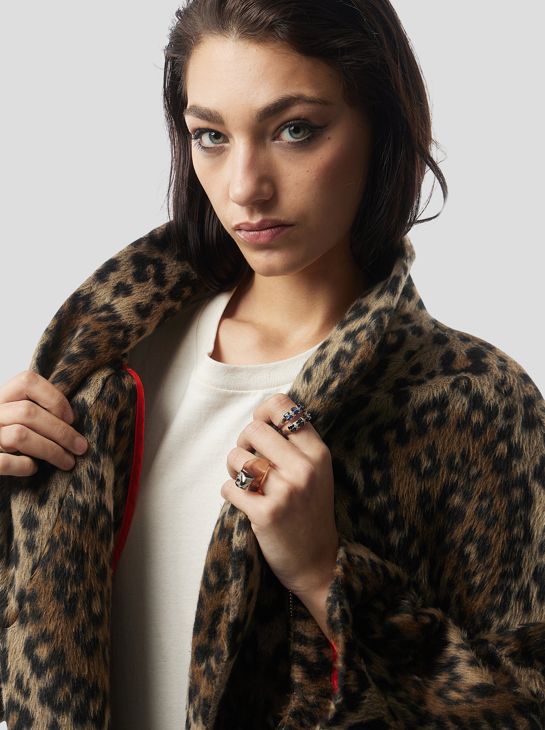 Eren Coat in Muffled Wool Leopard