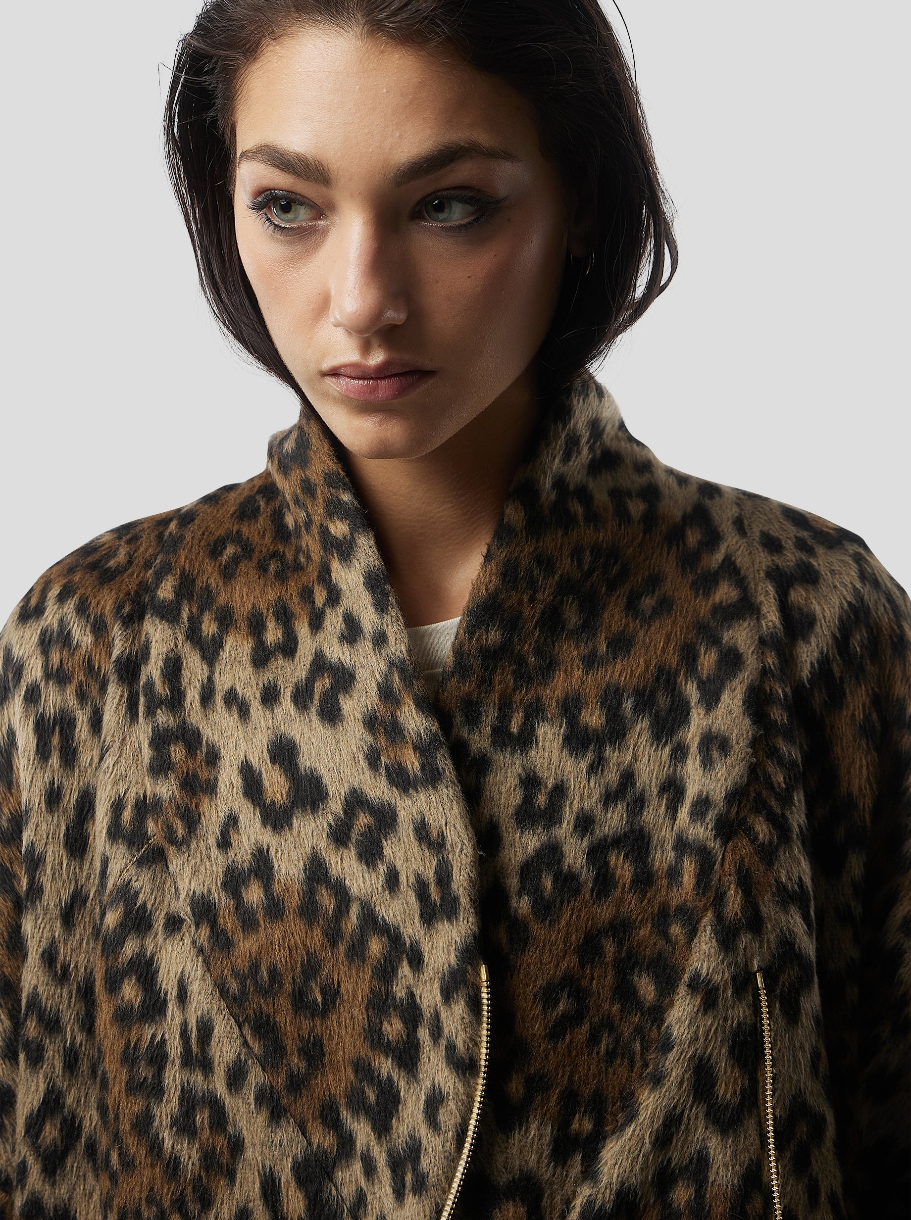 Eren Coat in Muffled Wool Leopard