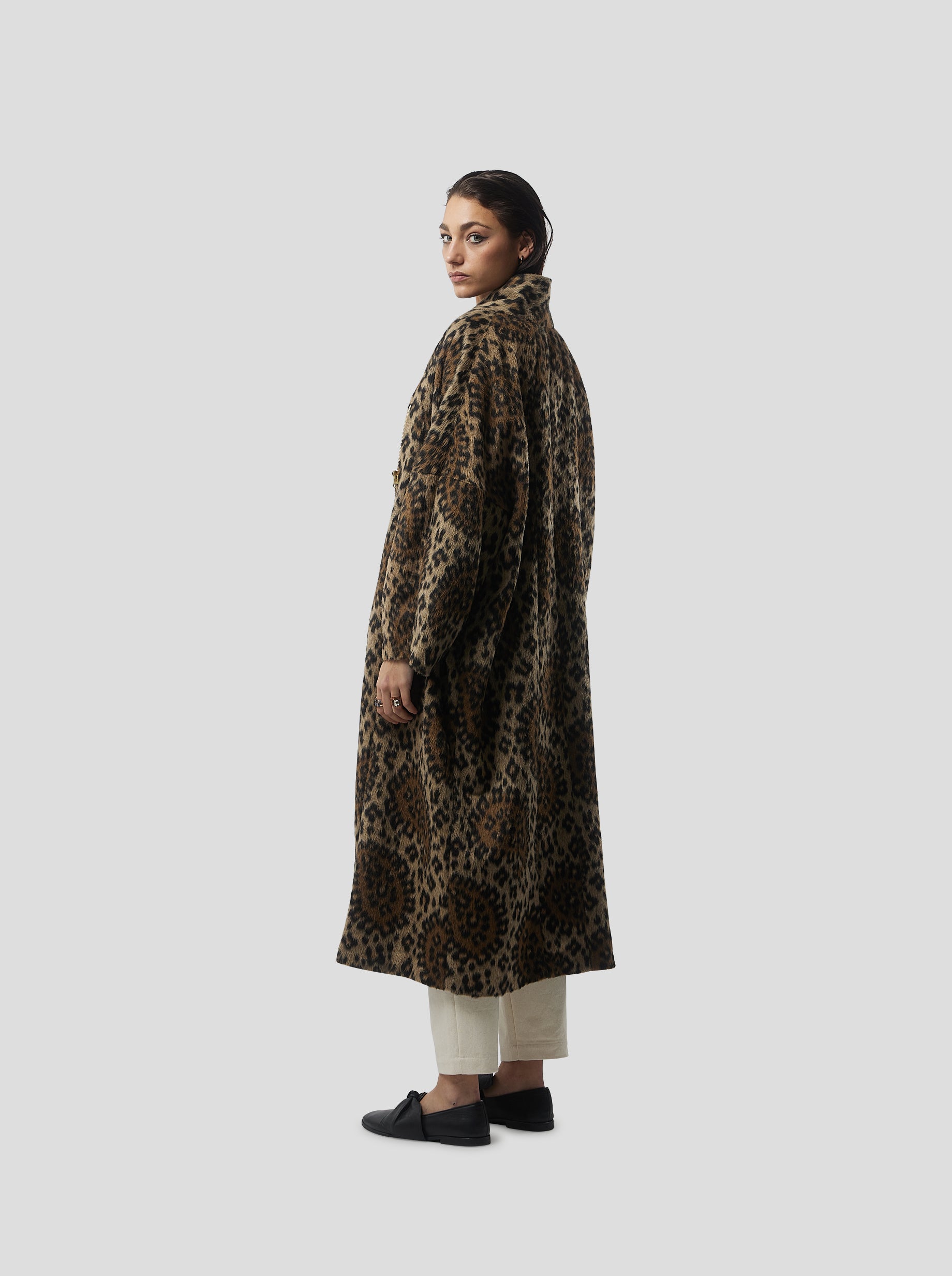 Eren Coat in Muffled Wool Leopard