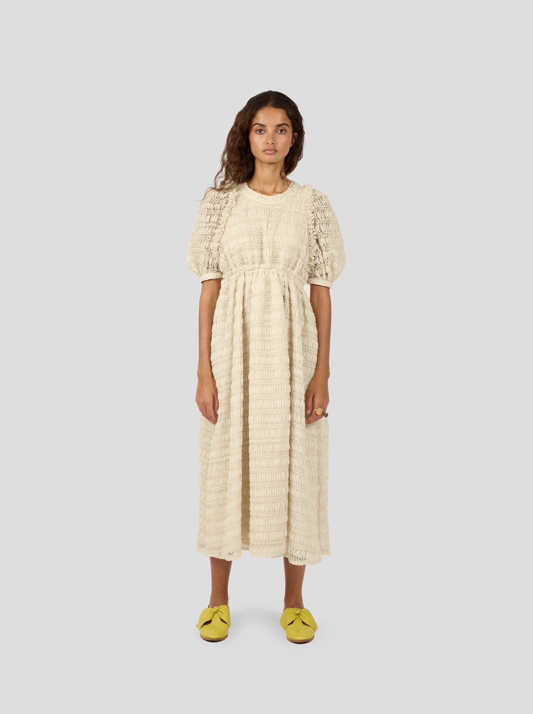 Martha Dress In Sand Paper Mâché Lace