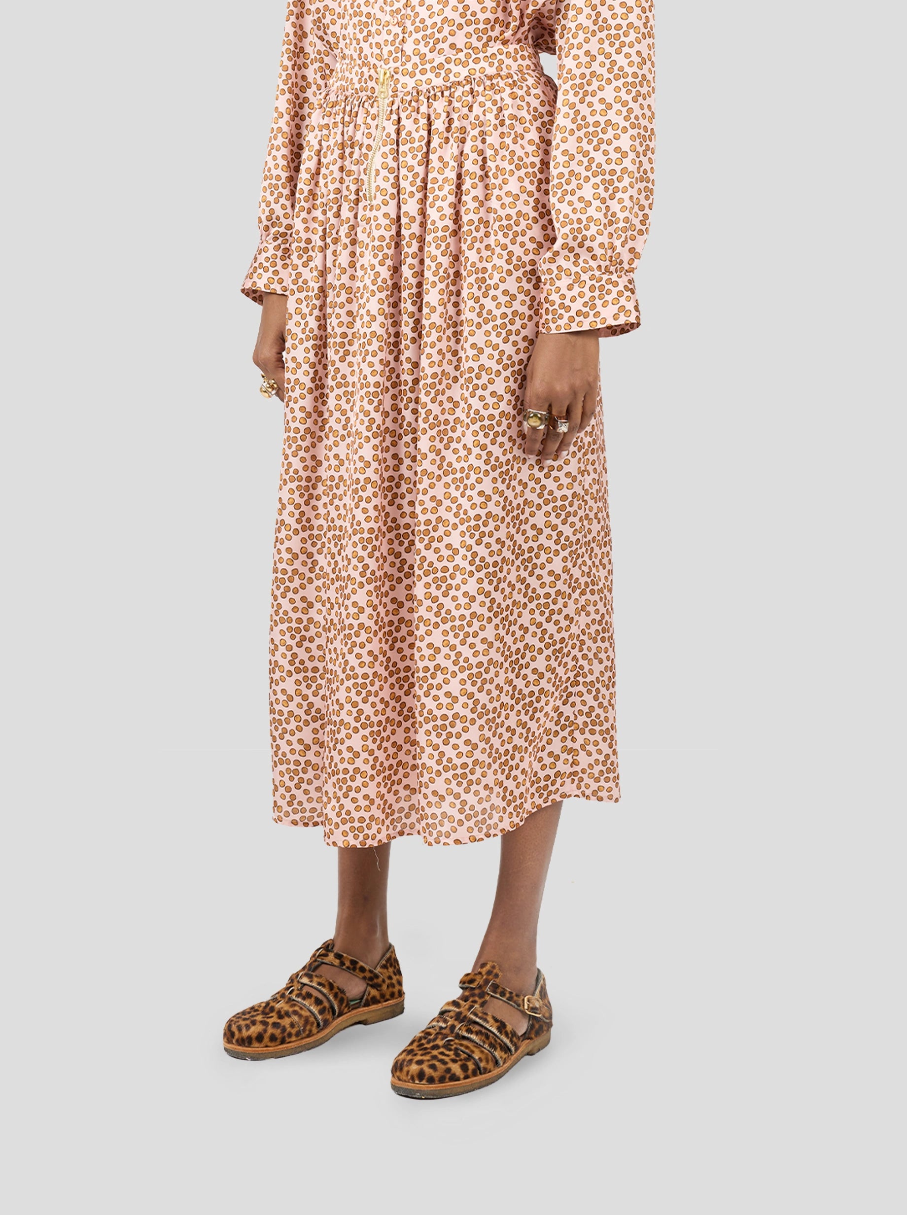 Orso Long Skirt in Powder Messy Dots Print