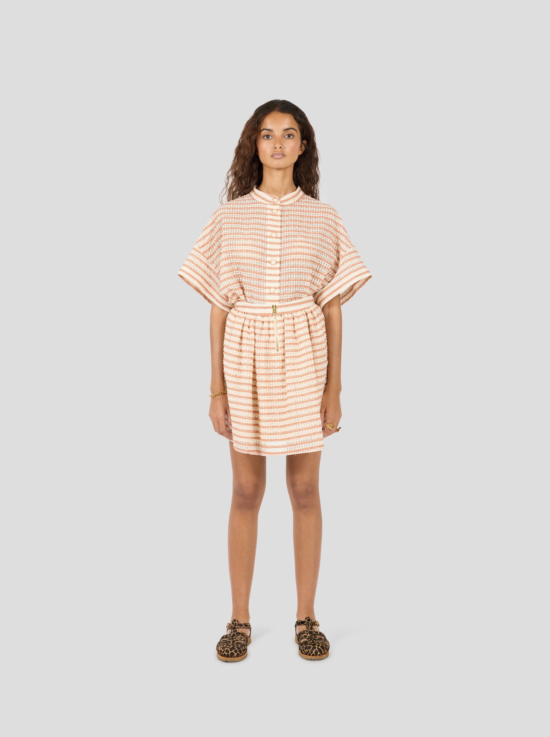 Orso skirt seersucker rayé Muted Orange
