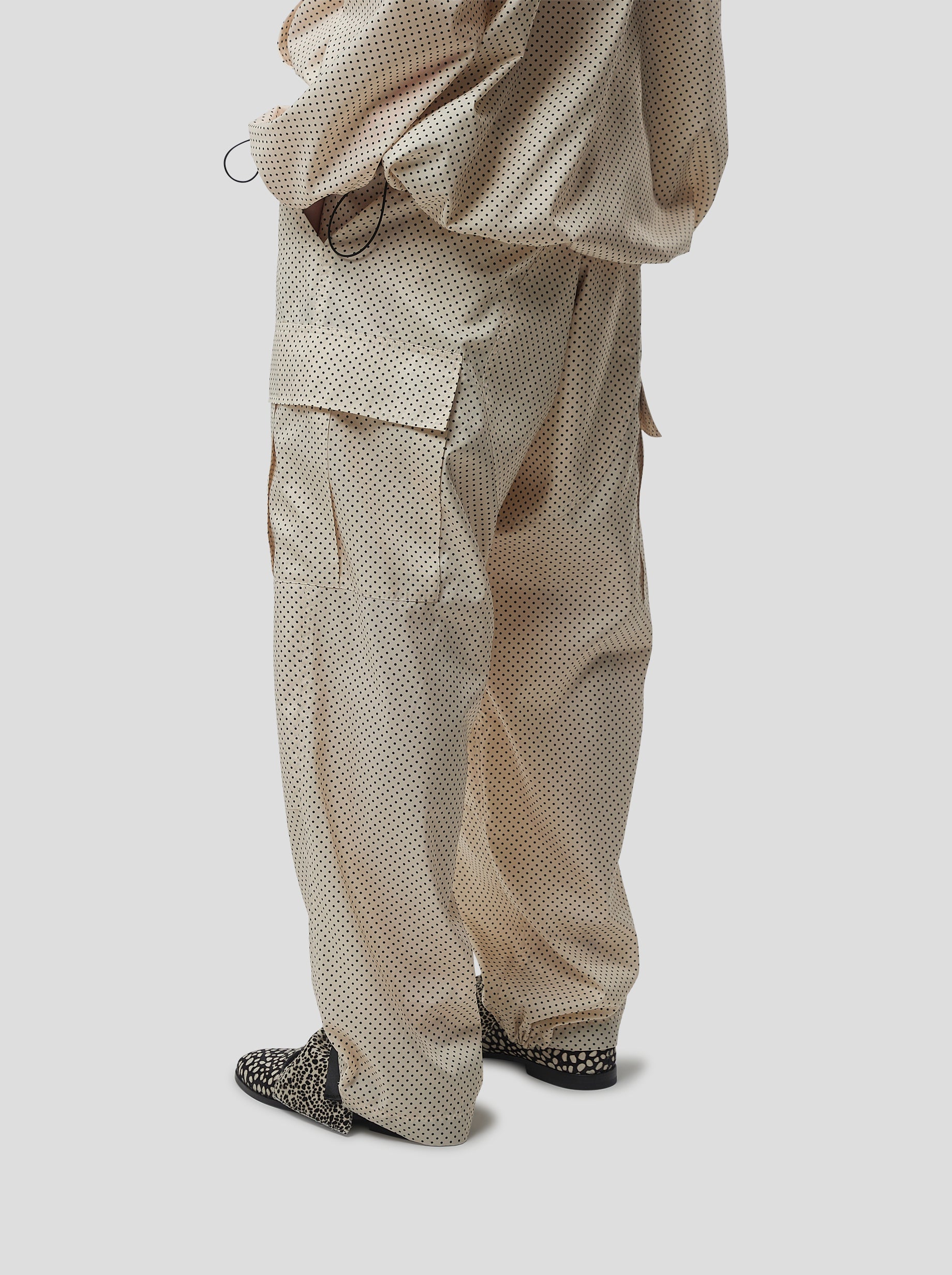 Santino Pants in Black-Dotted Sand Technical Fabric